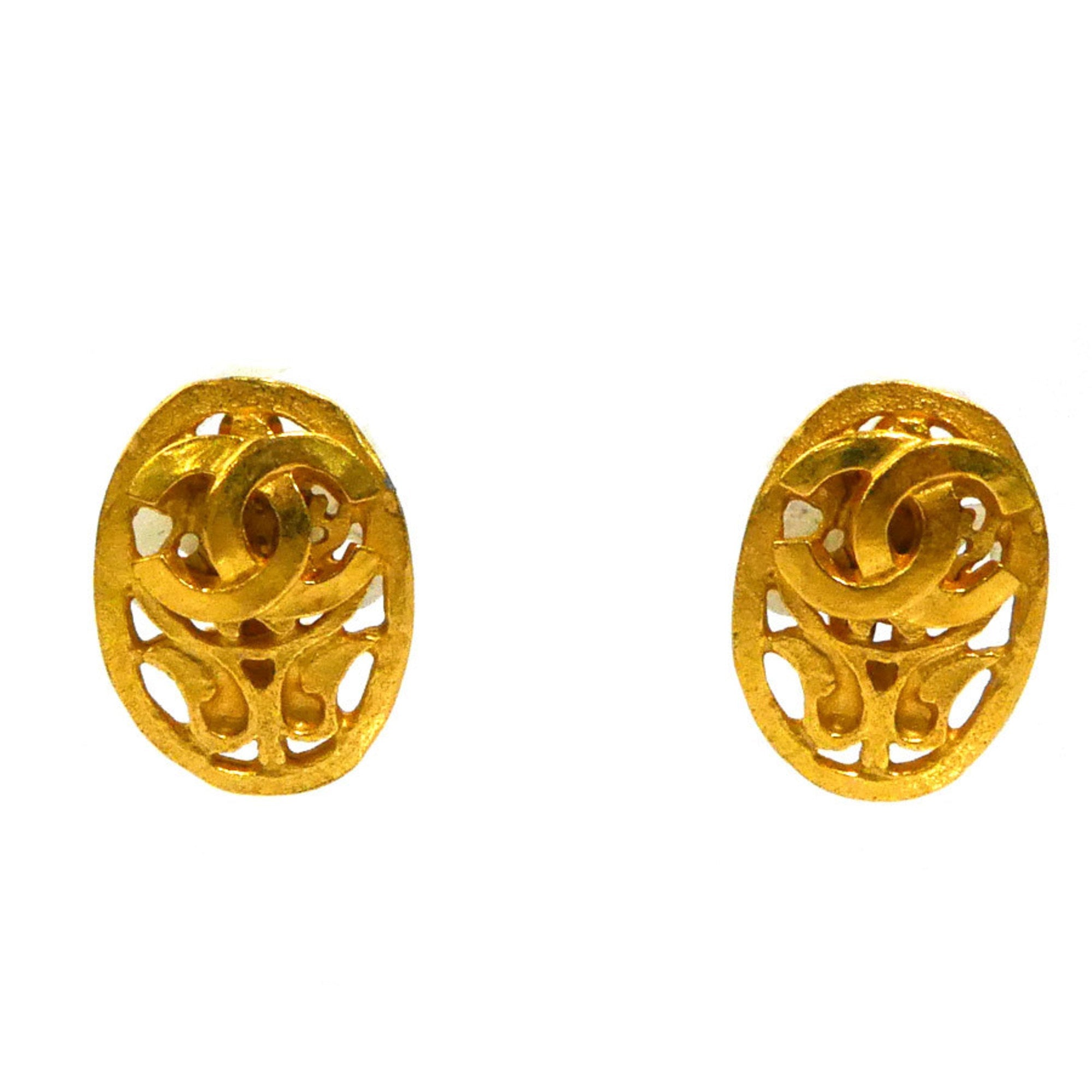CC Logo Clip-On Earrings Gold-Tone Metal Gold-Tone Metal