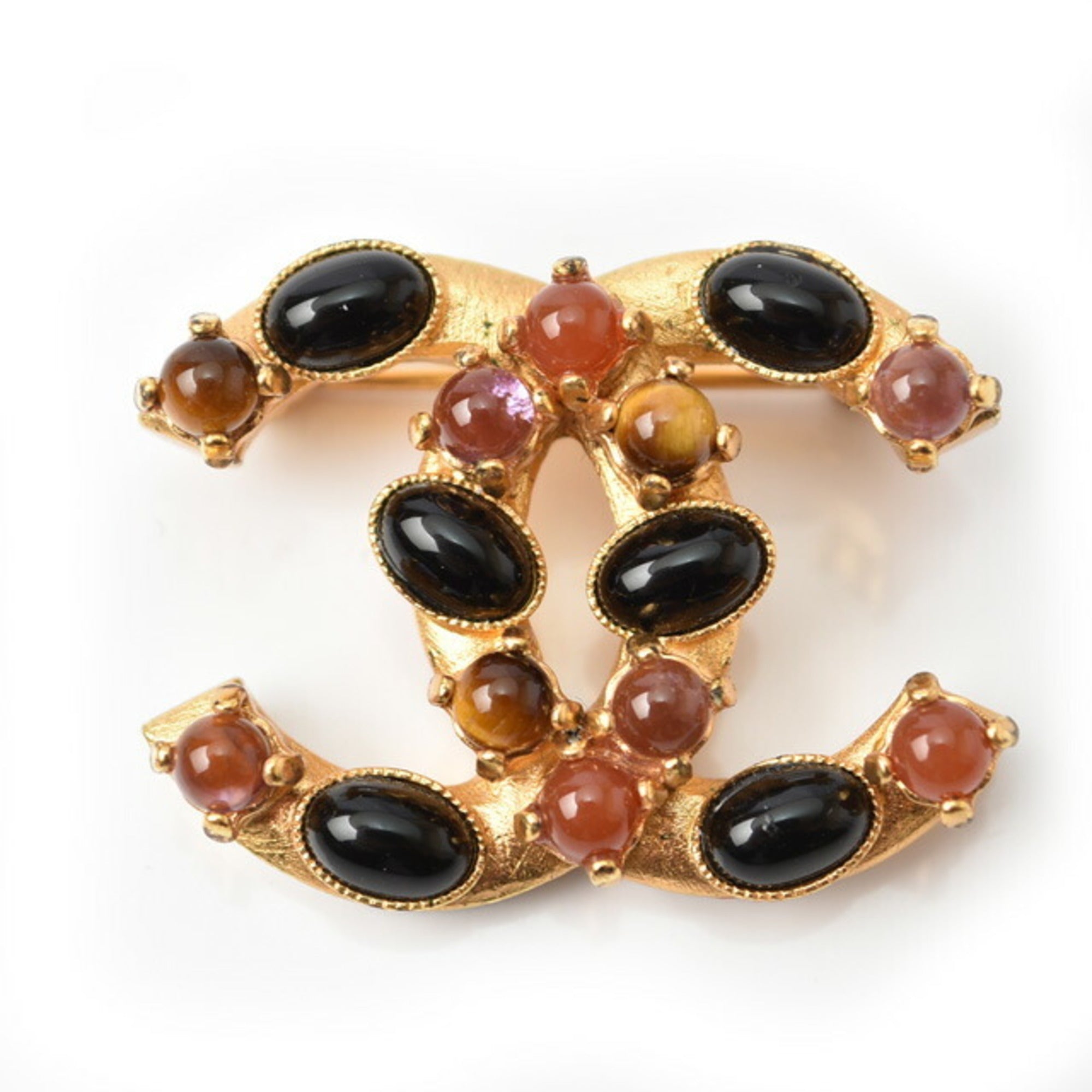 CC Logo Brooch Gold-Tone Metal