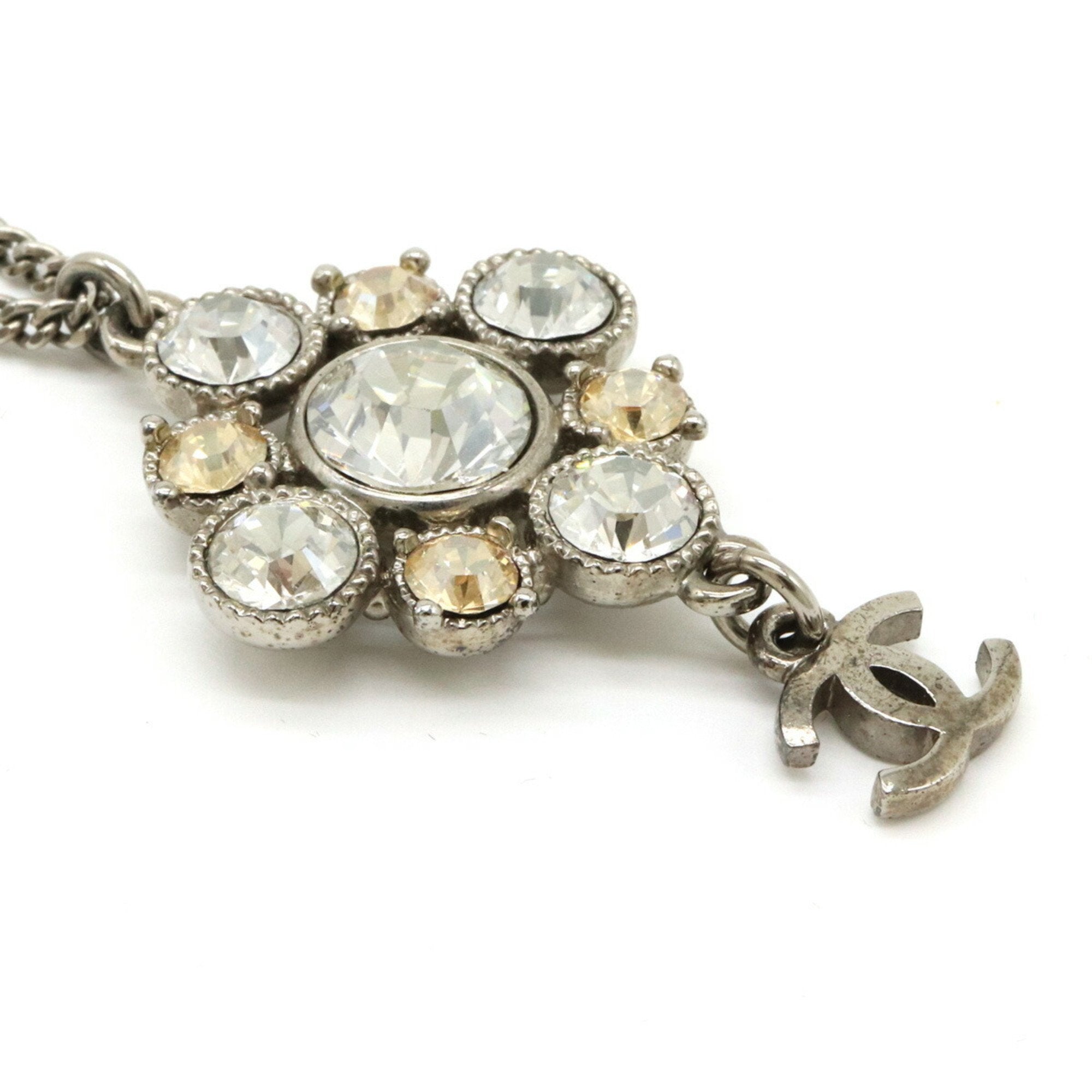 CC Logo Pendant Necklace Silver-Tone Metal