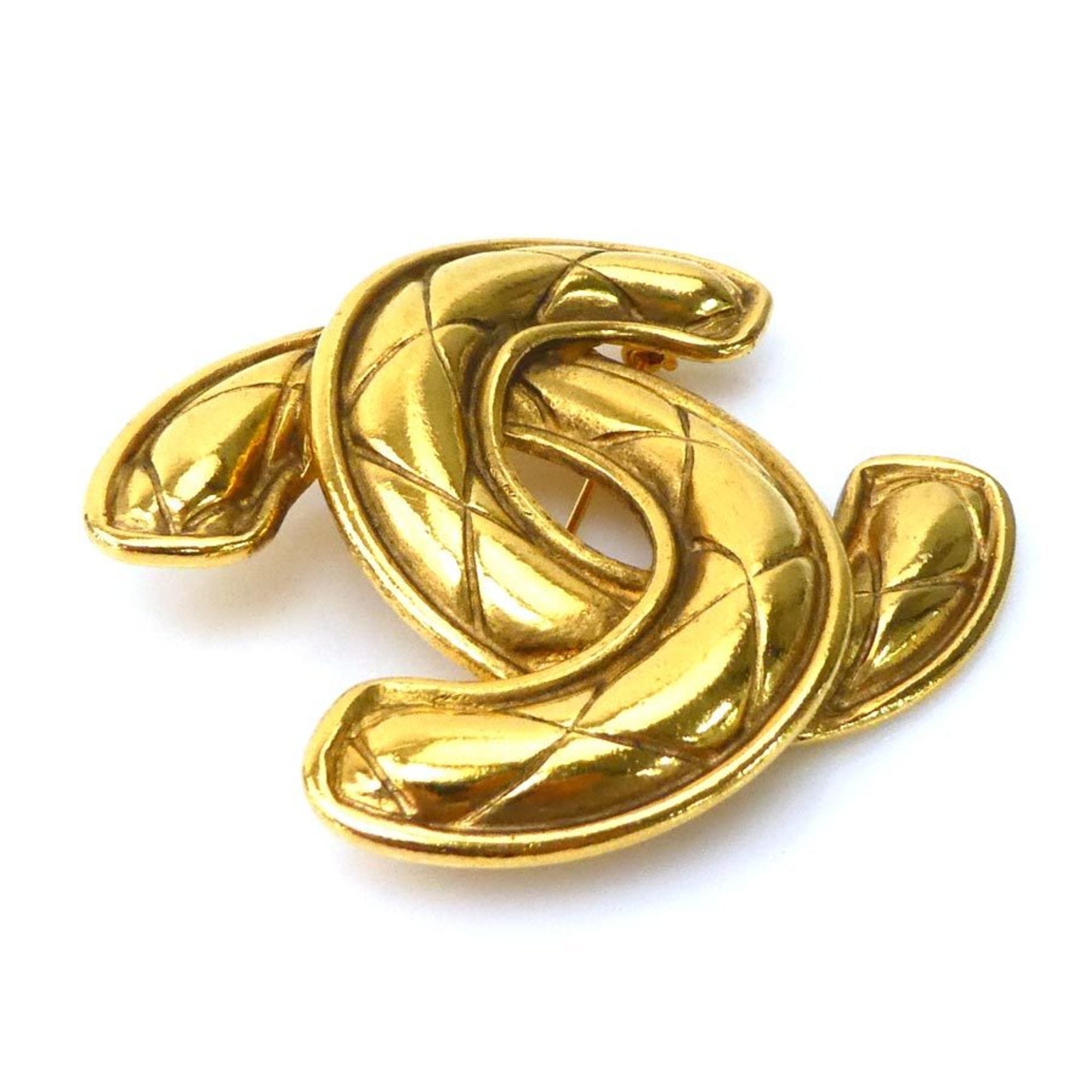 CC Logo Brooch Gold-Tone Metal