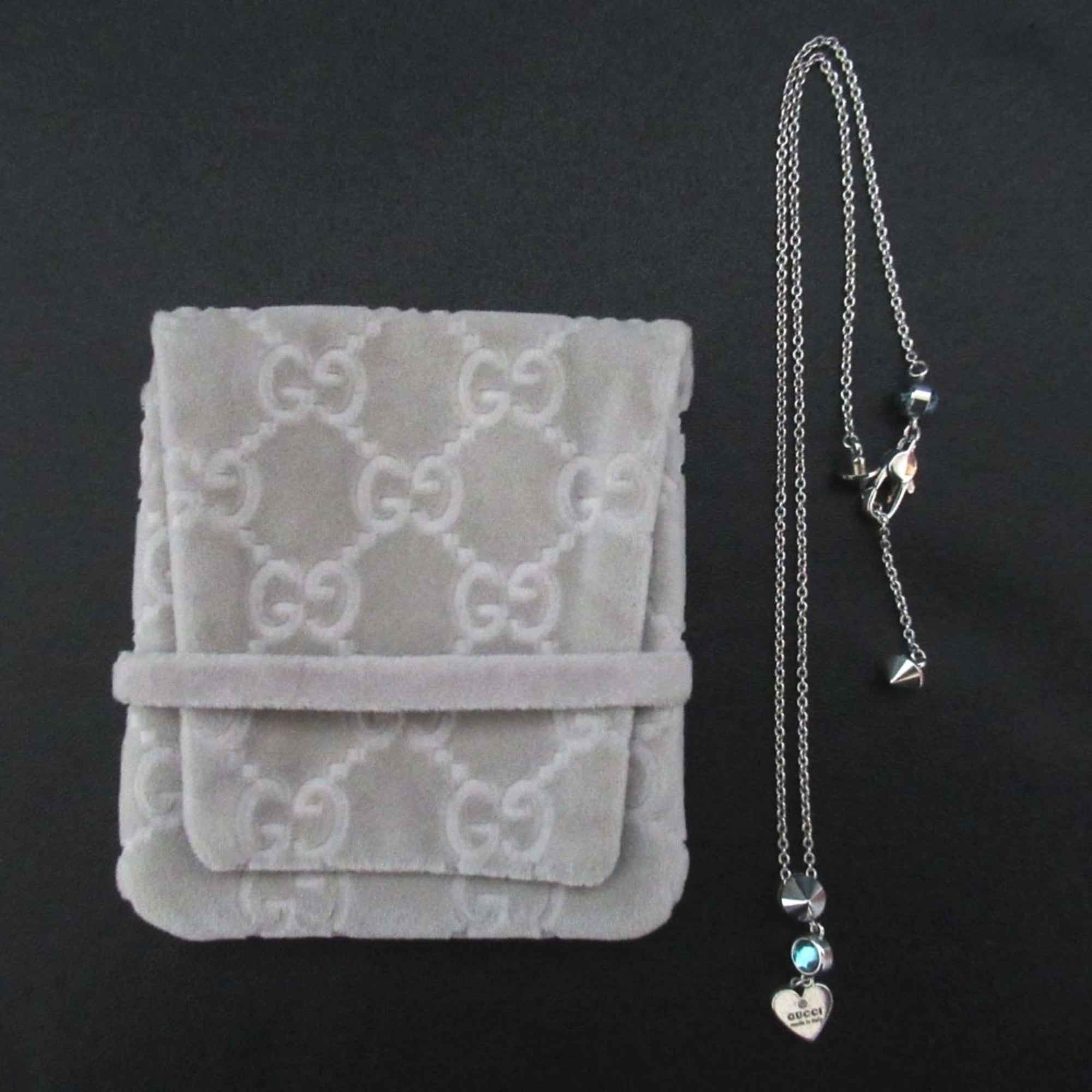 Heart Motif Pendant Necklace Sterling Silver with Blue Topaz