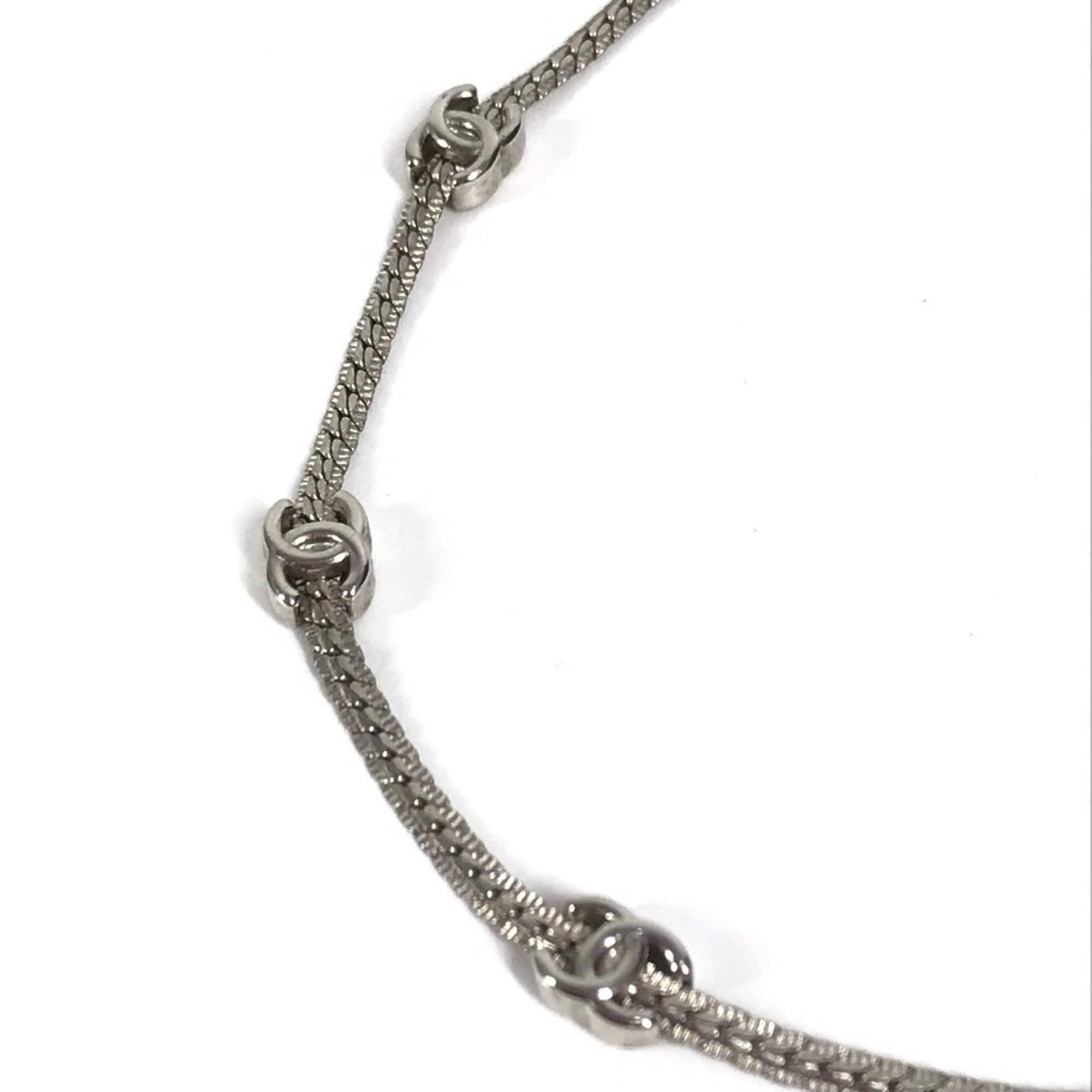 CC Logo Pendant Necklace Silver-Tone Metal