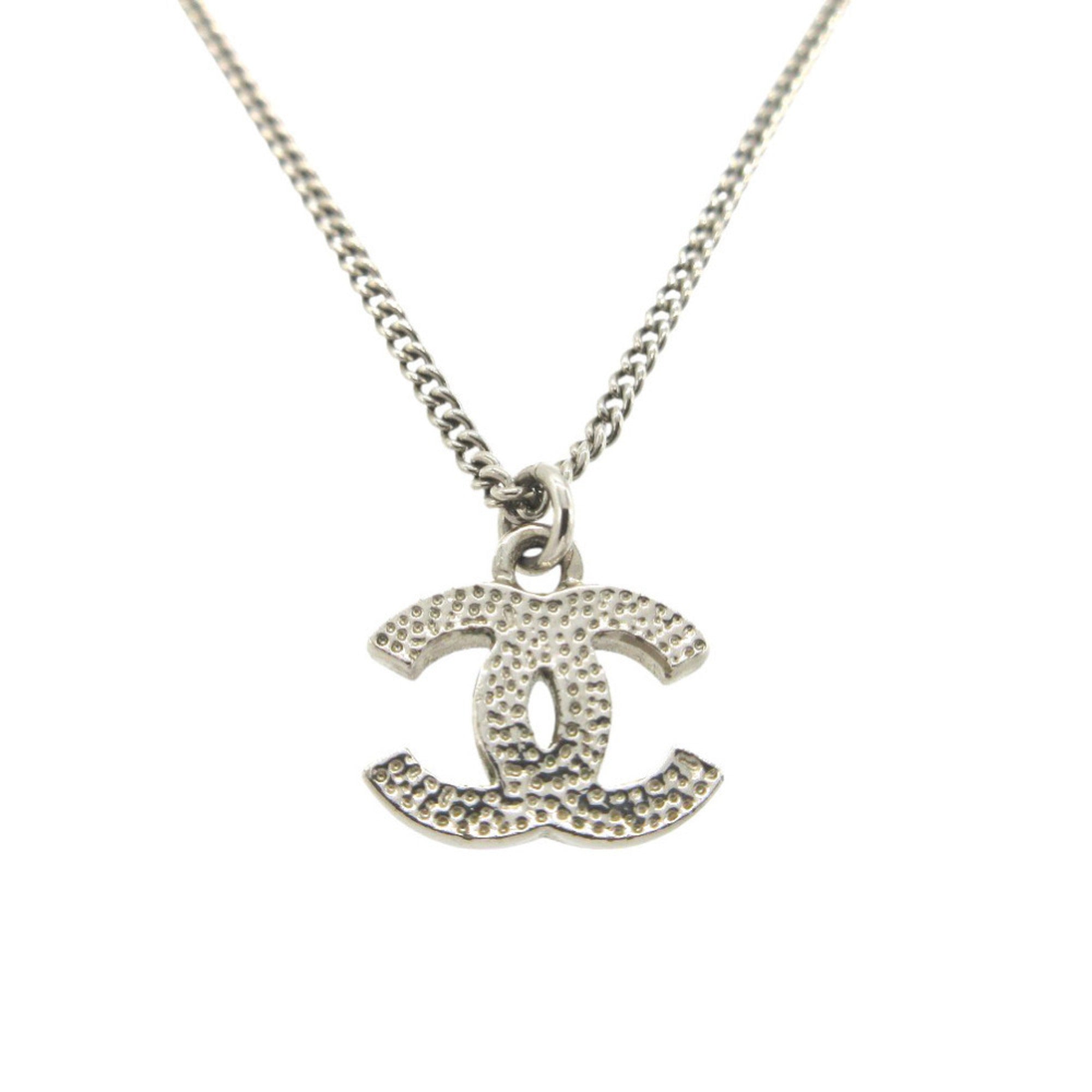 CC Logo Pendant Necklace Silver-Tone Metal