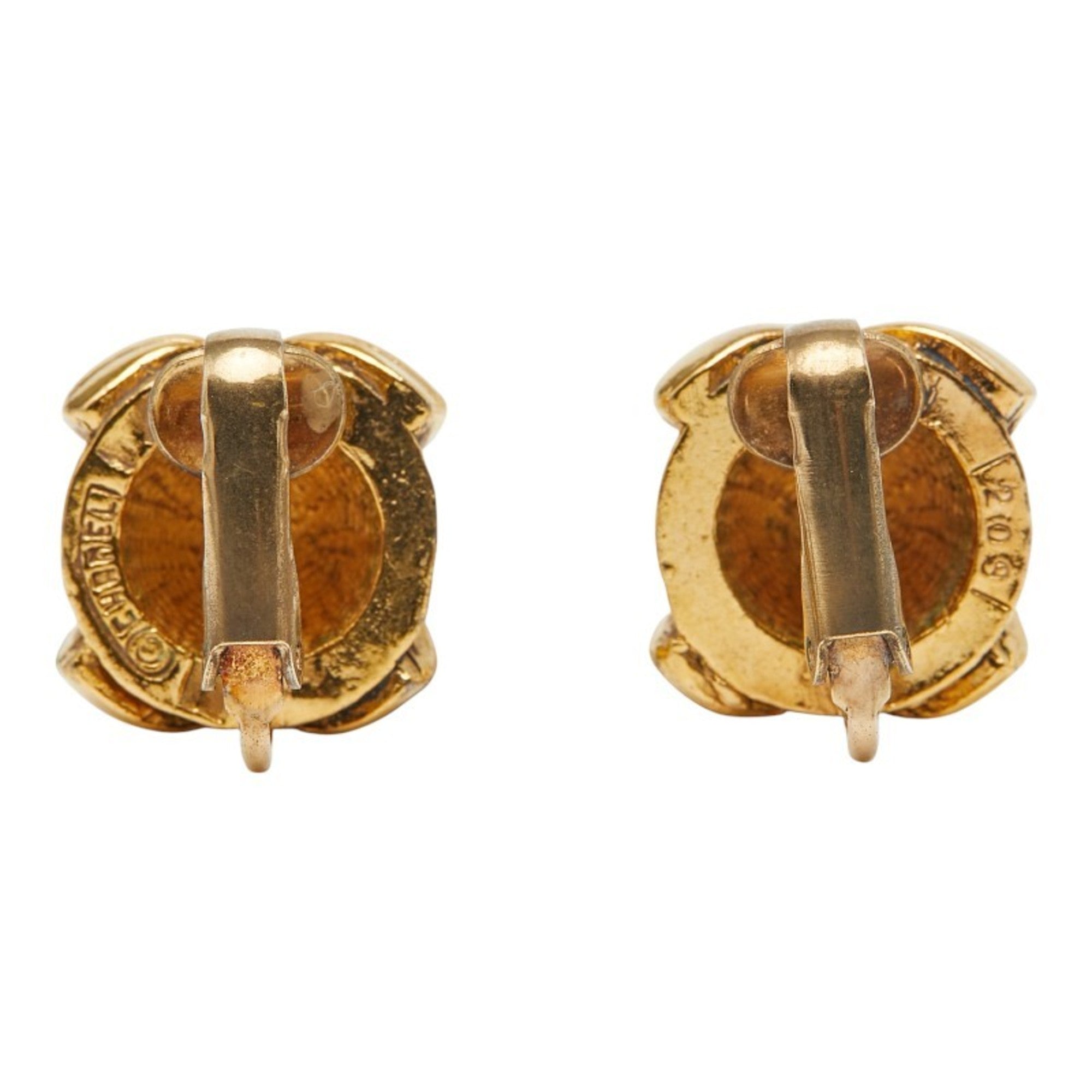 CC Logo Clip-On Earrings Metal Gold-Tone Metal