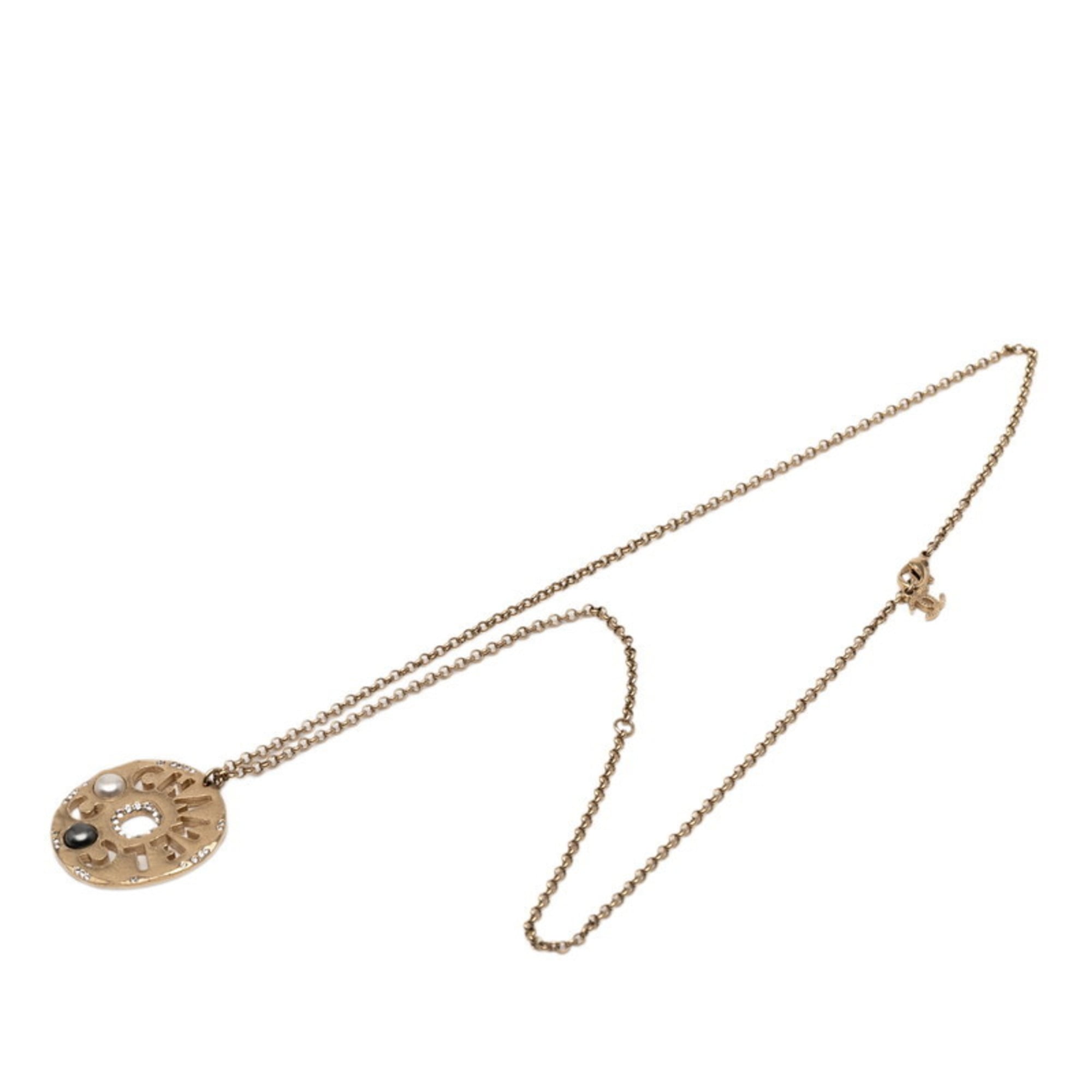 Pendant Necklace Metal with Rhinestone Chain