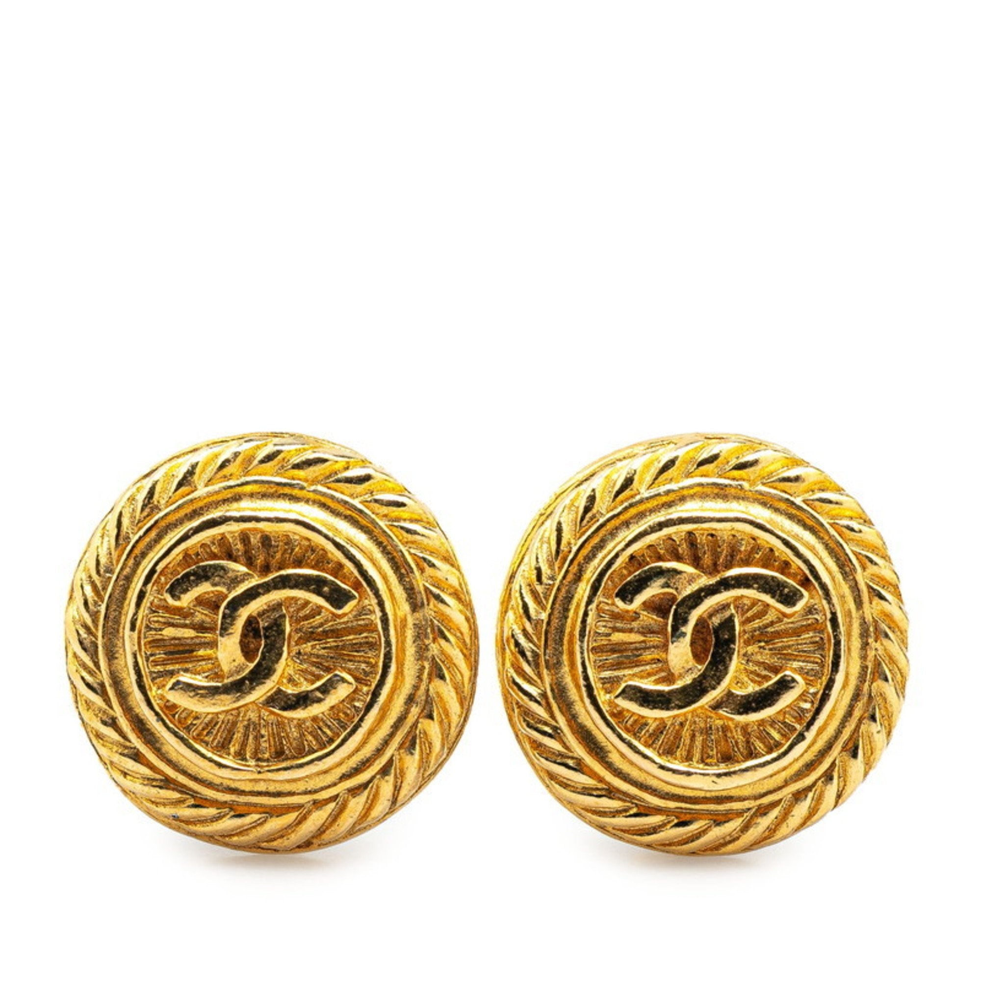 CC Logo Clip-On Earrings Metal Gold-Tone Metal