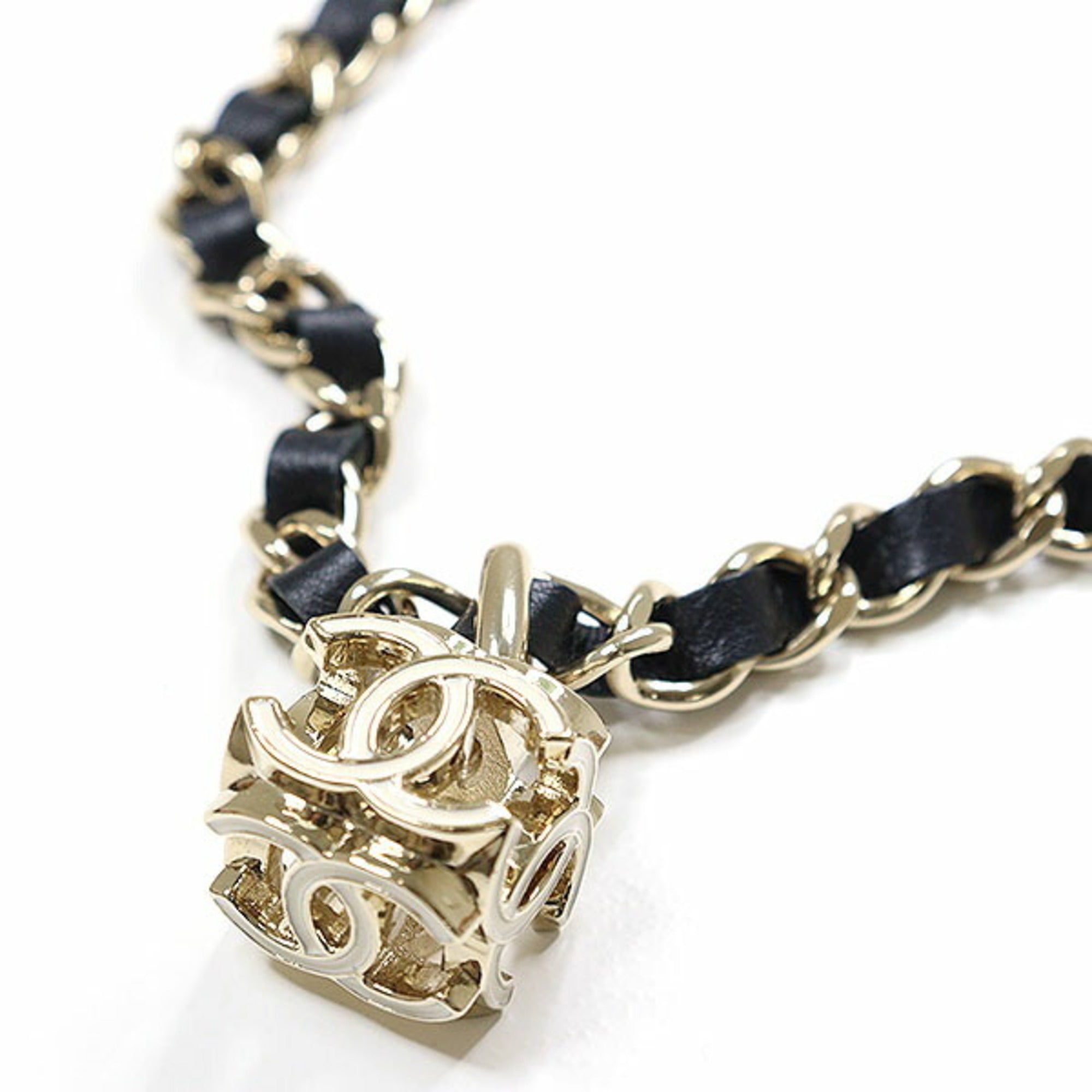 CC Logo Pendant Necklace Gold-Tone Metal