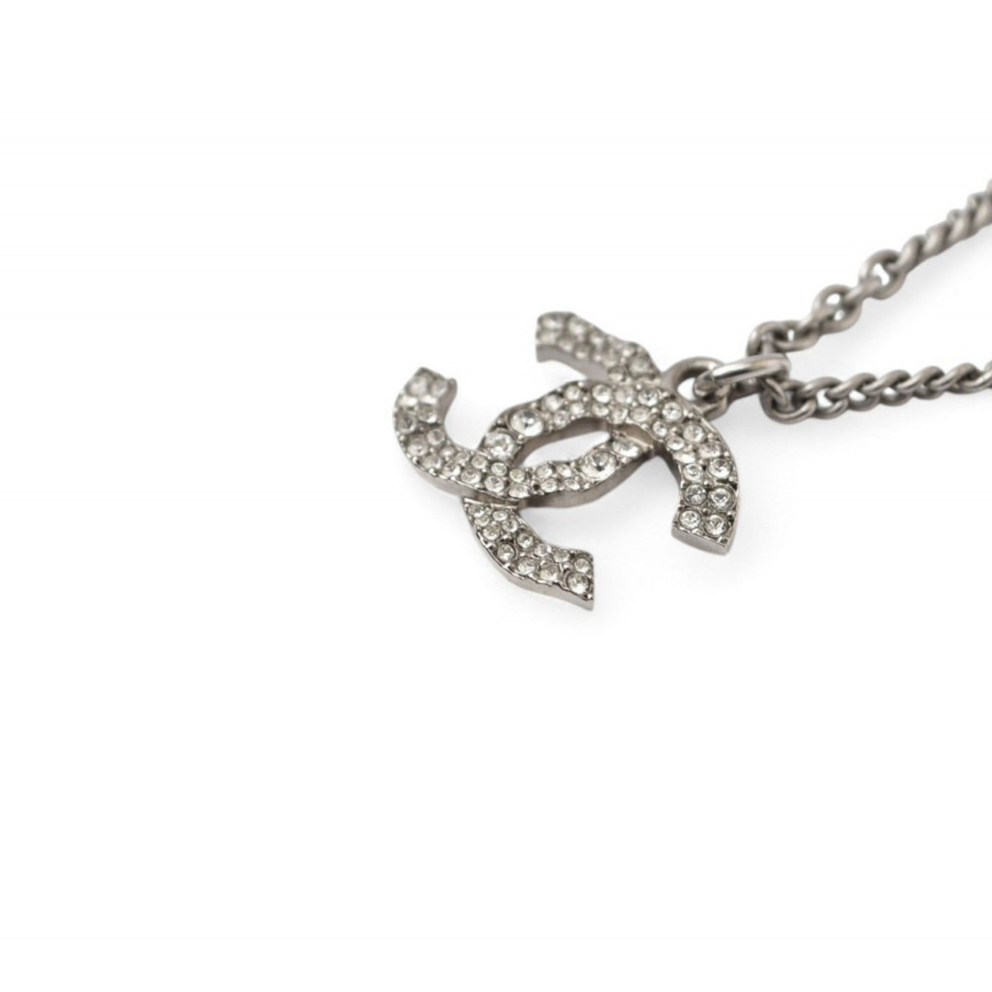CC Logo Pendant Necklace Silver-Tone Metal