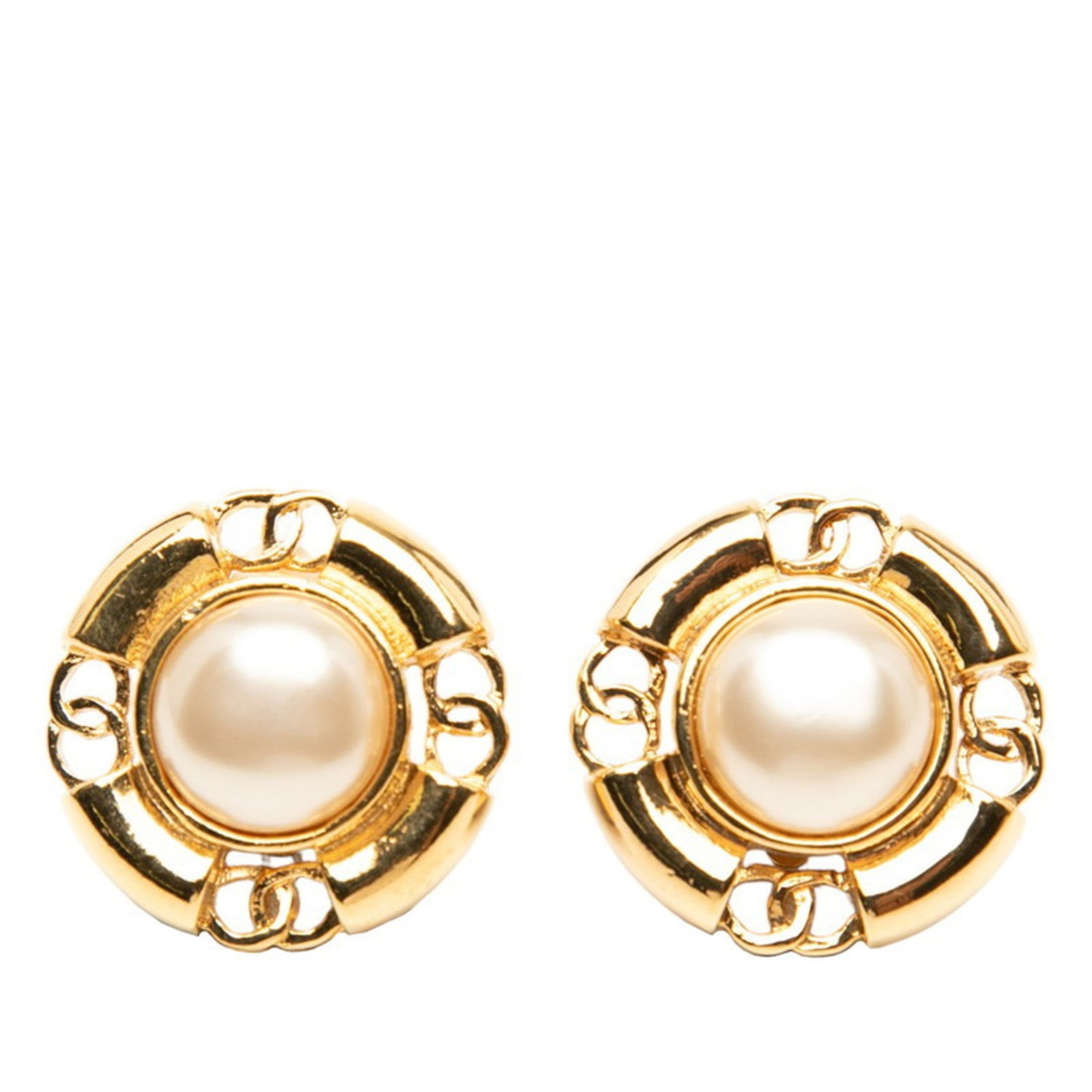 CC Logo Clip-On Earrings Metal Gold-Tone Metal