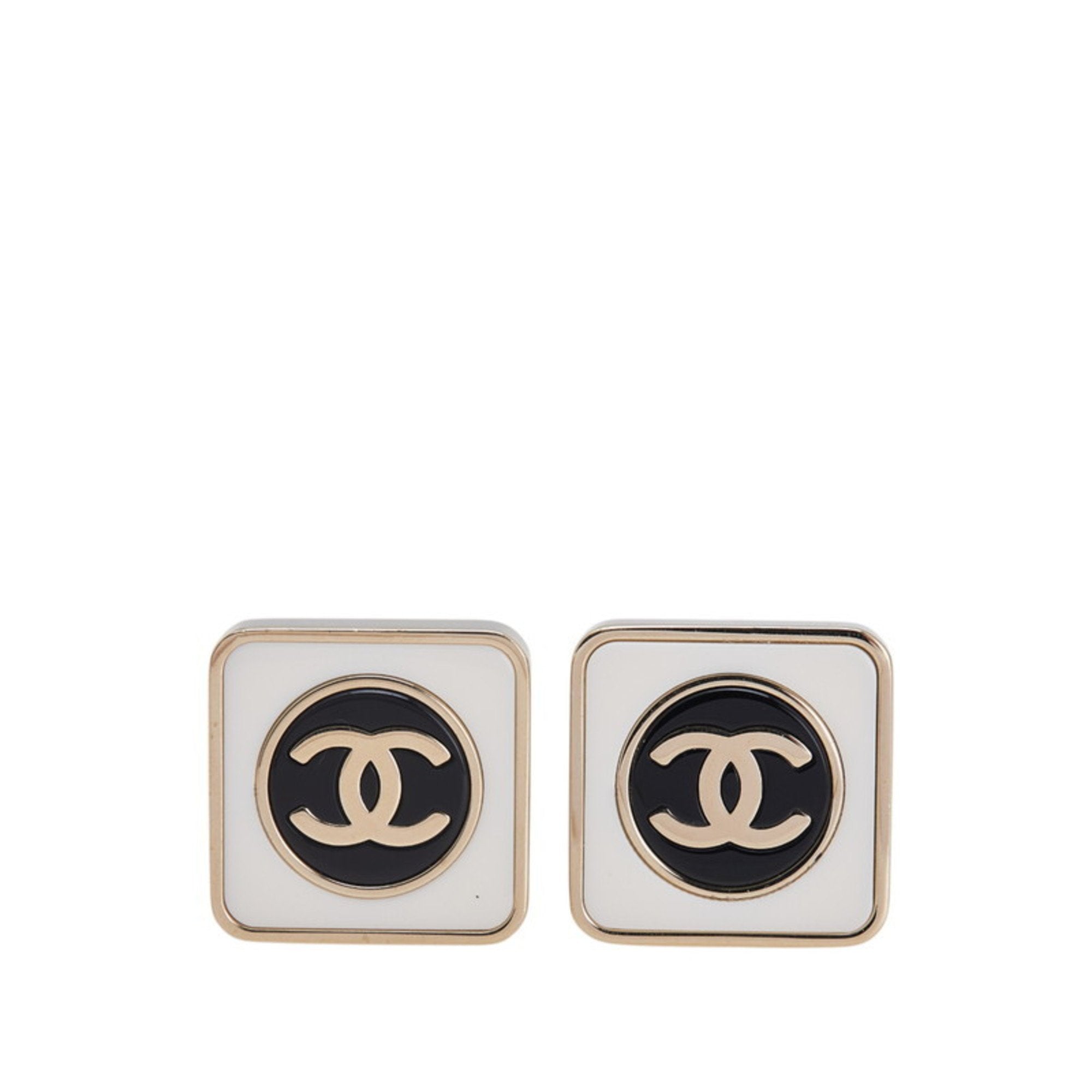CC Logo Stud Earrings Gold-Tone Metal Gold-Tone Metal
