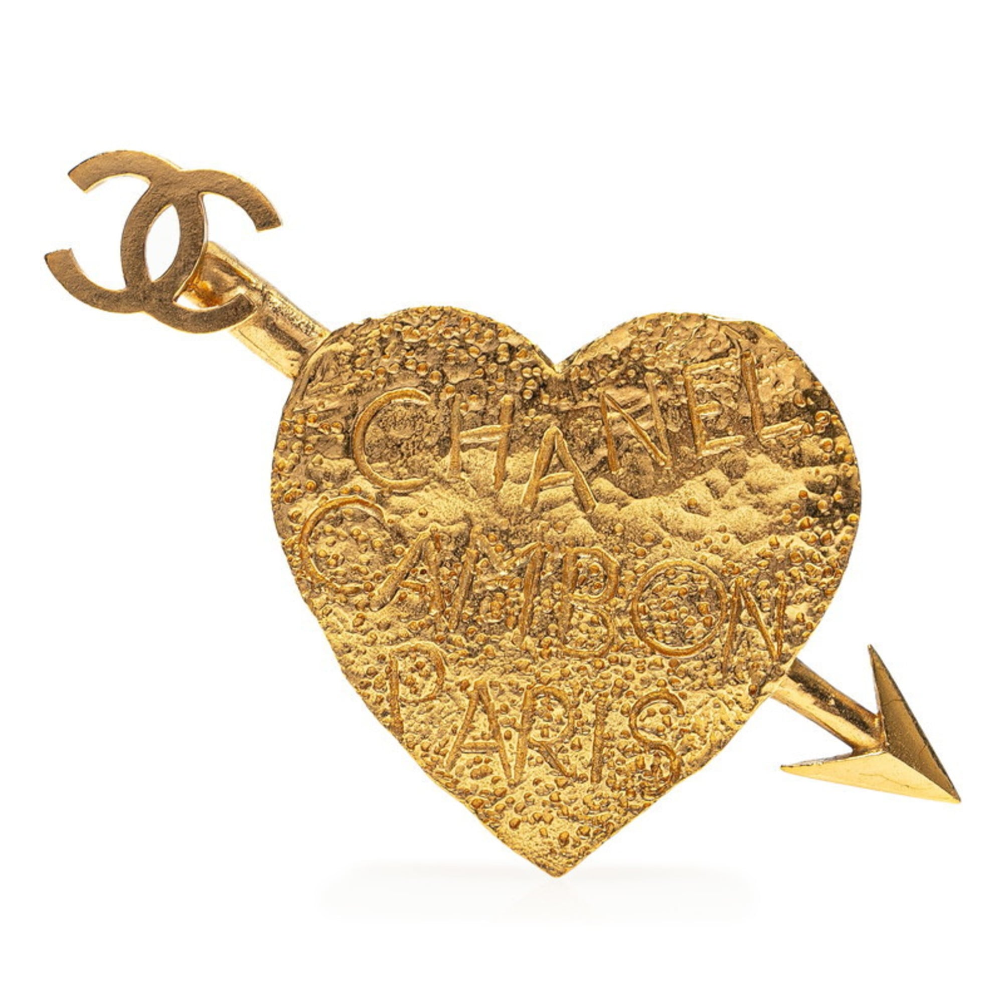 CC Logo Heart Brooch Metal