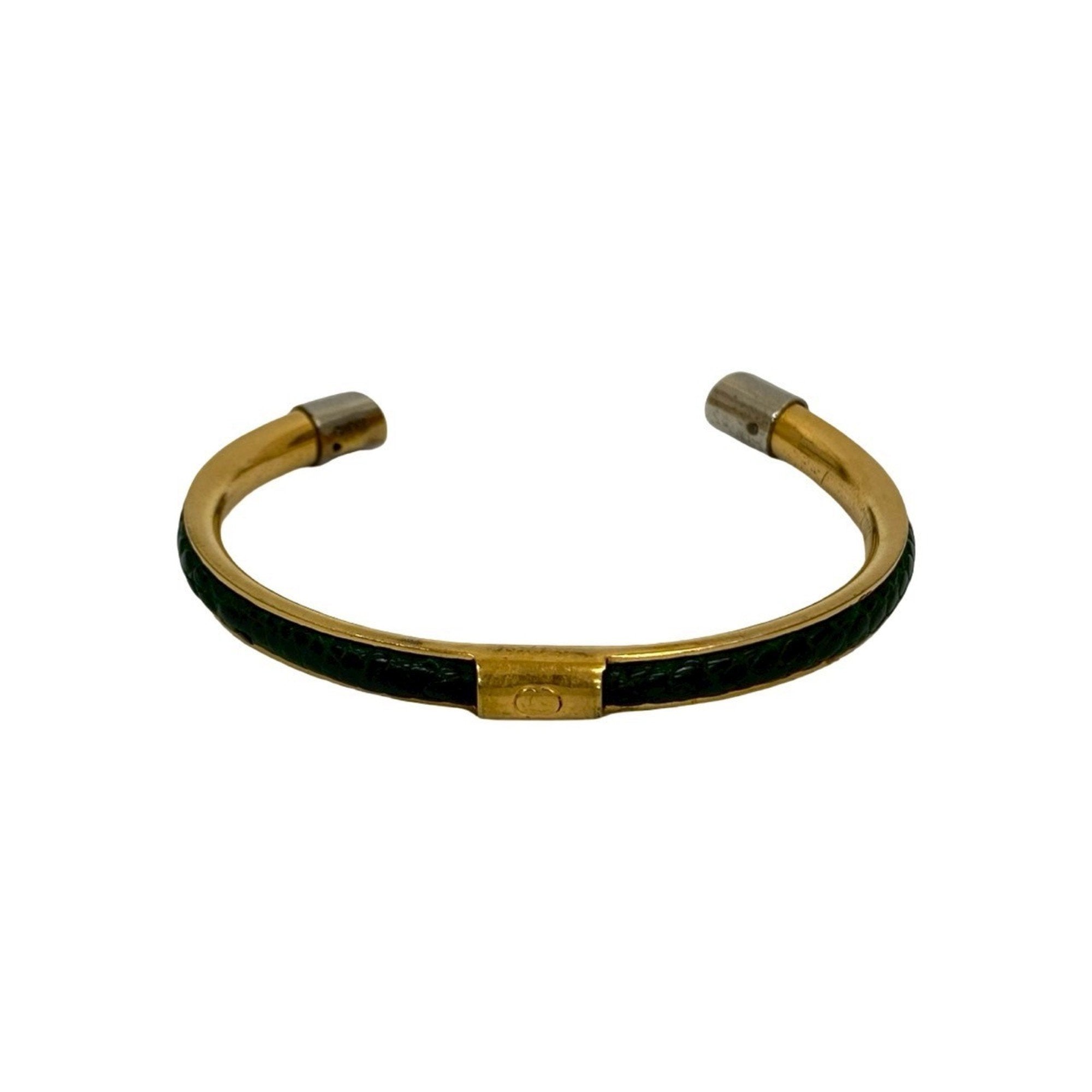 GG Bangle Bracelet Gold and Leather
