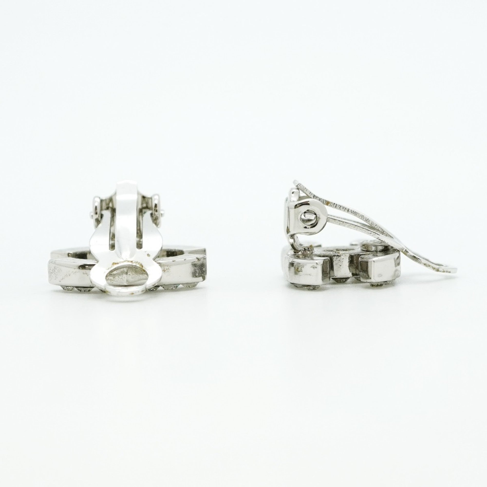 CC Logo Clip-On Earrings Silver-Tone Metal