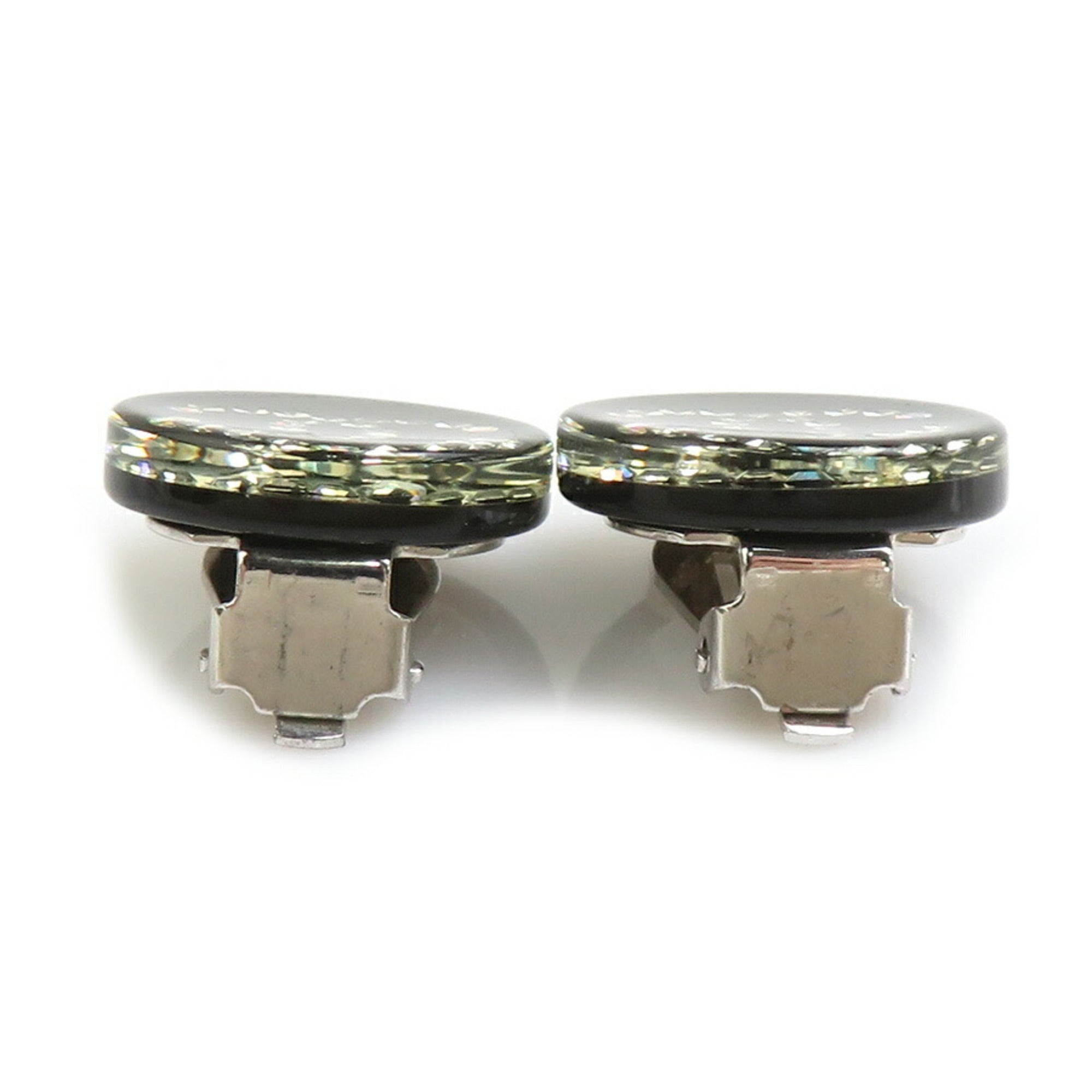 CC Logo Clip-On Earrings Silver-Tone Metal