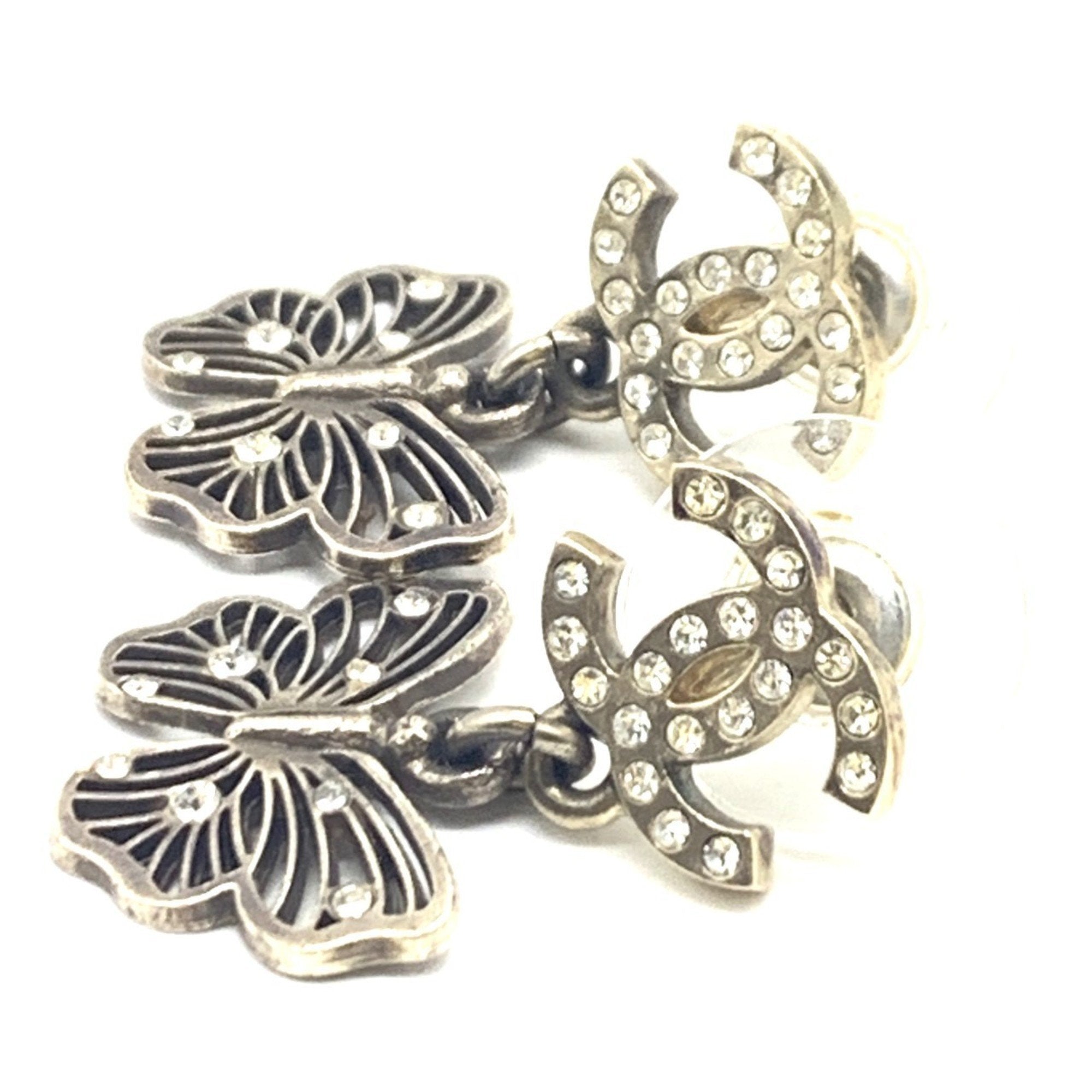 CC Logo Butterfly Earrings Metal