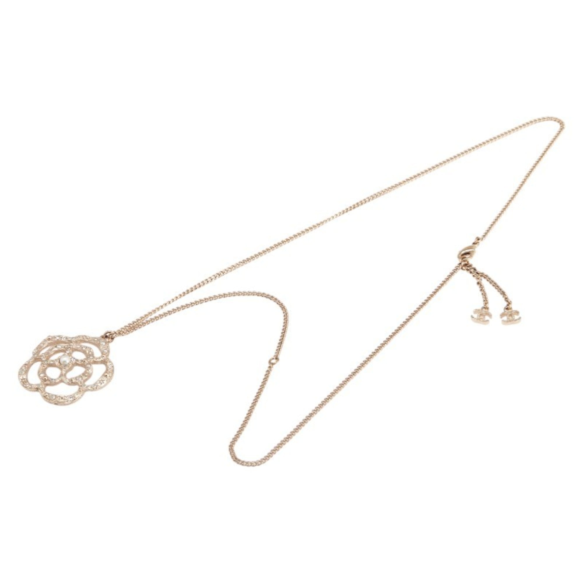 Camellia Pendant Necklace Metal Champagne Gold