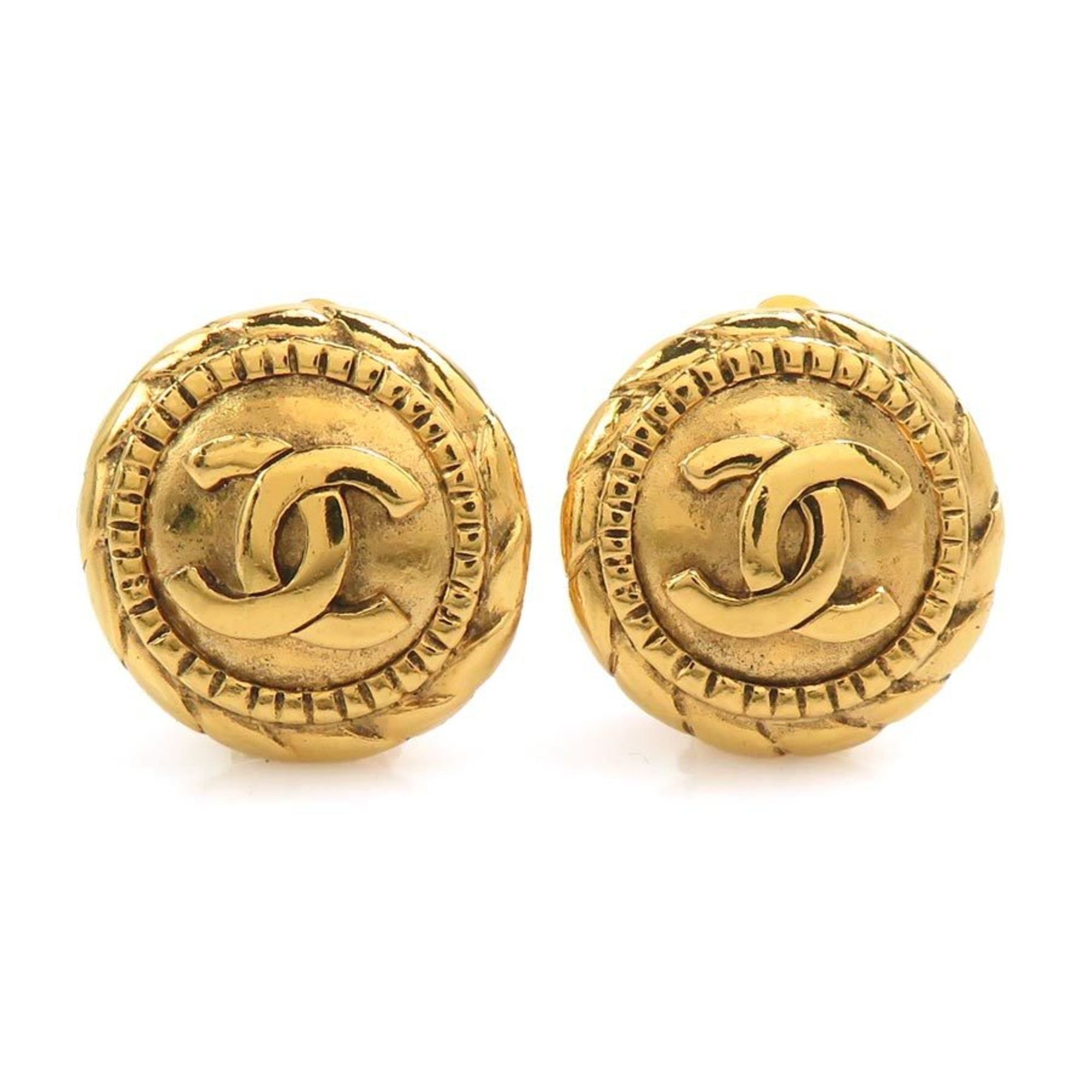 CC Logo Clip-On Earrings Gold-Tone Metal Gold-Tone Metal