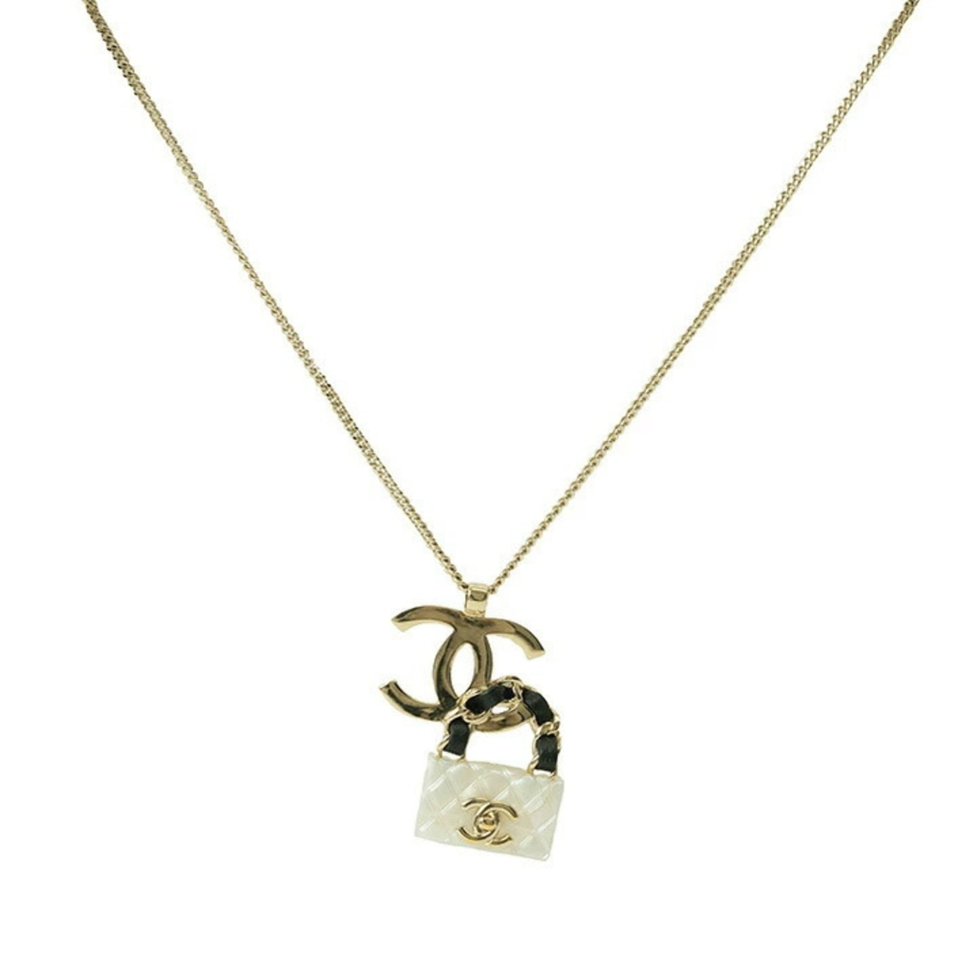 CC Logo Pendant Necklace Gold-Tone Metal