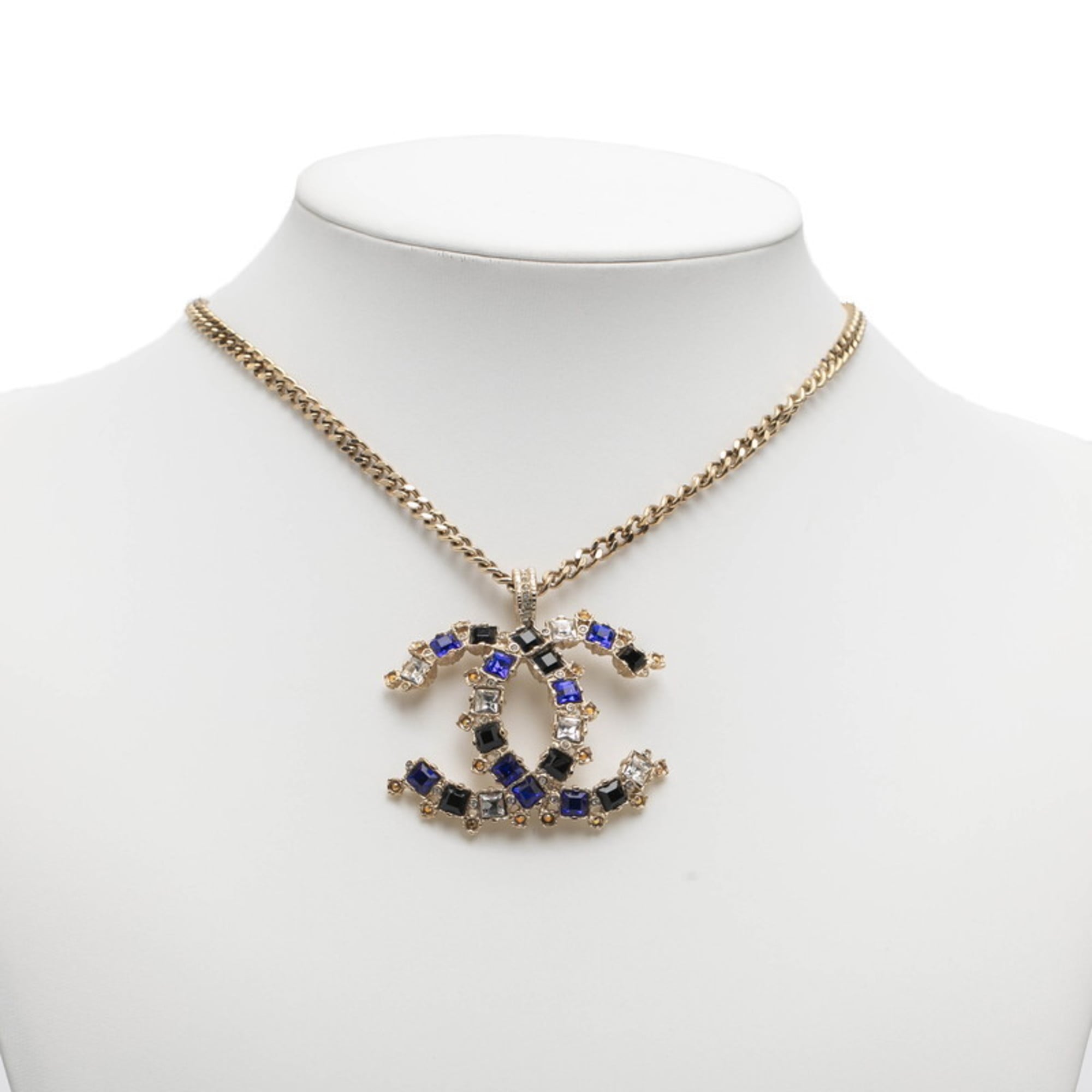 CC Logo Pendant Necklace Gold-Tone Metal