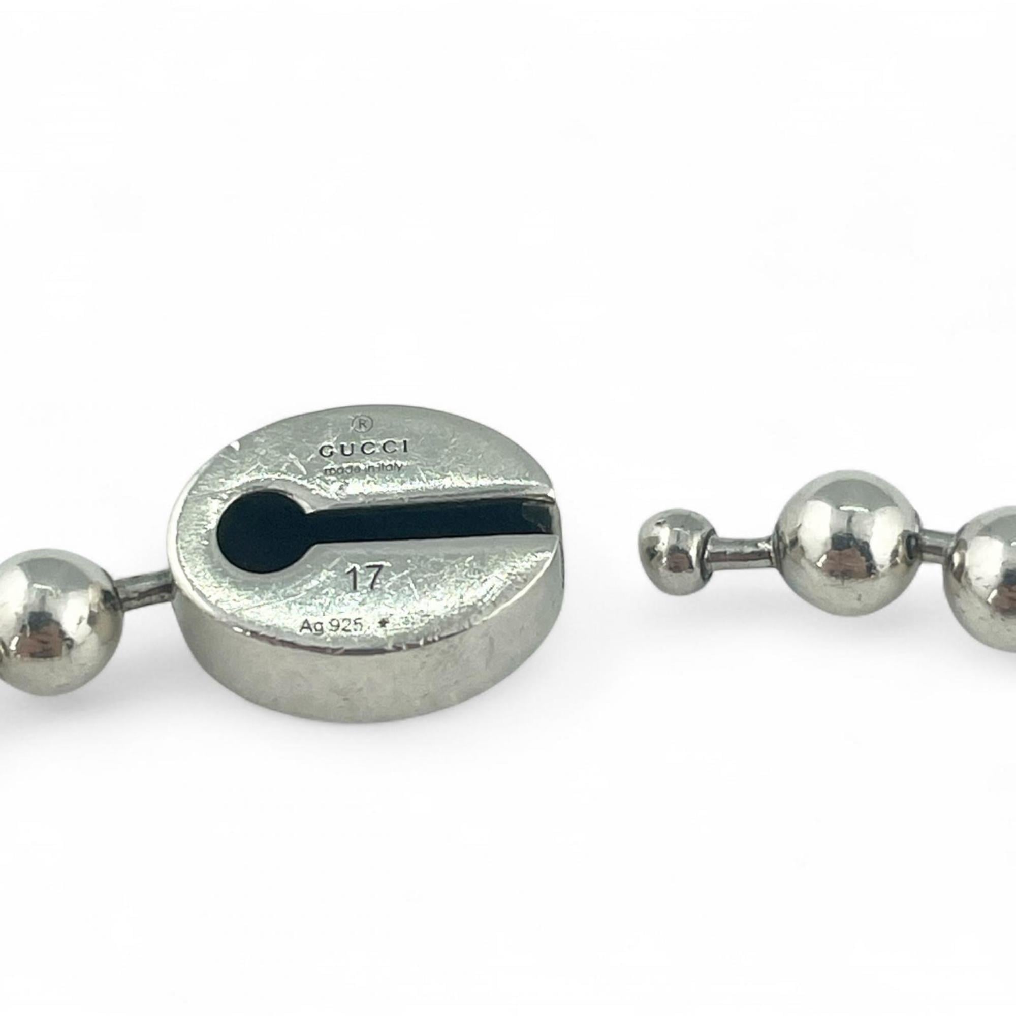 Interlocking G Ball Chain Bracelet Sterling Silver Green