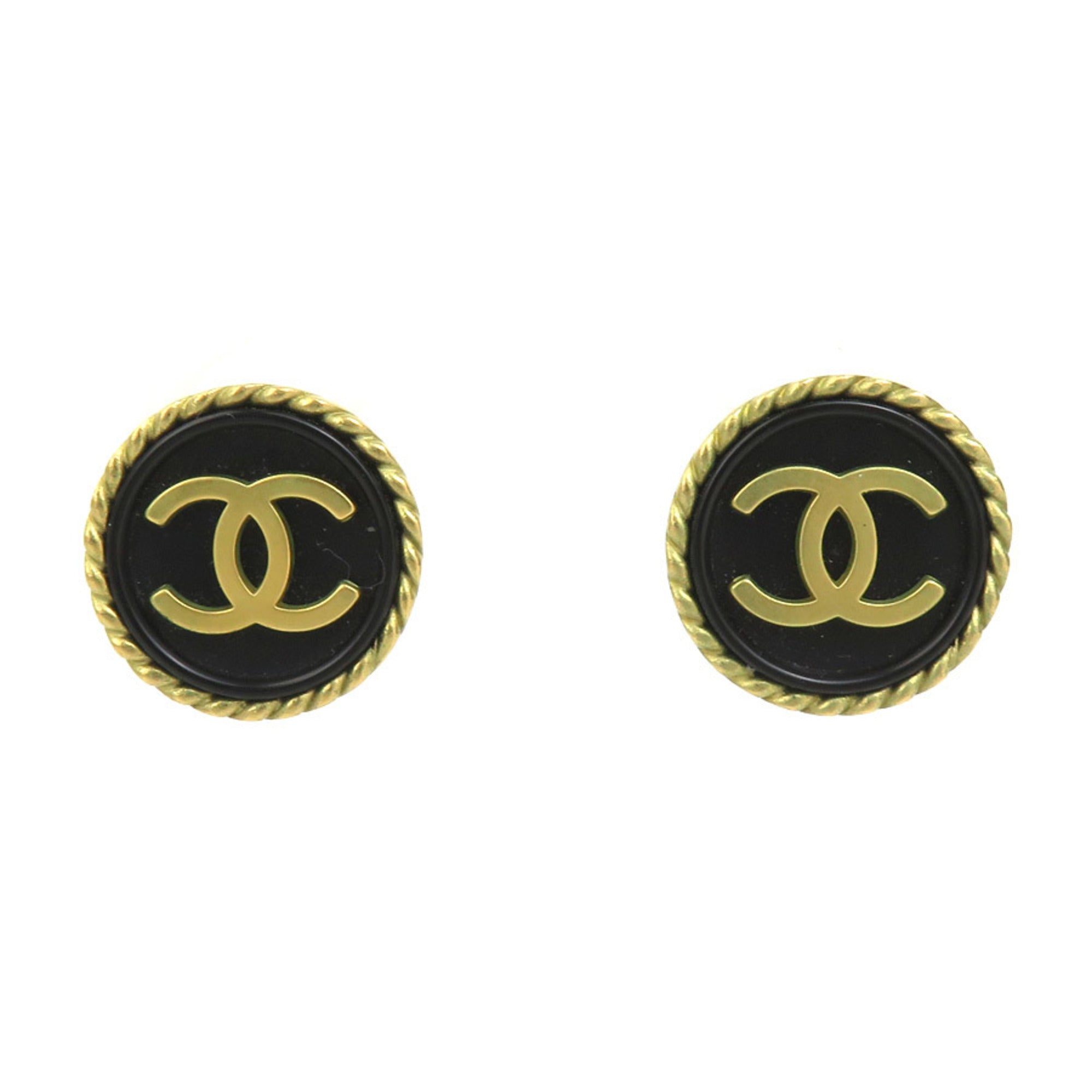 CC Logo Clip-On Earrings Gold-Tone Metal