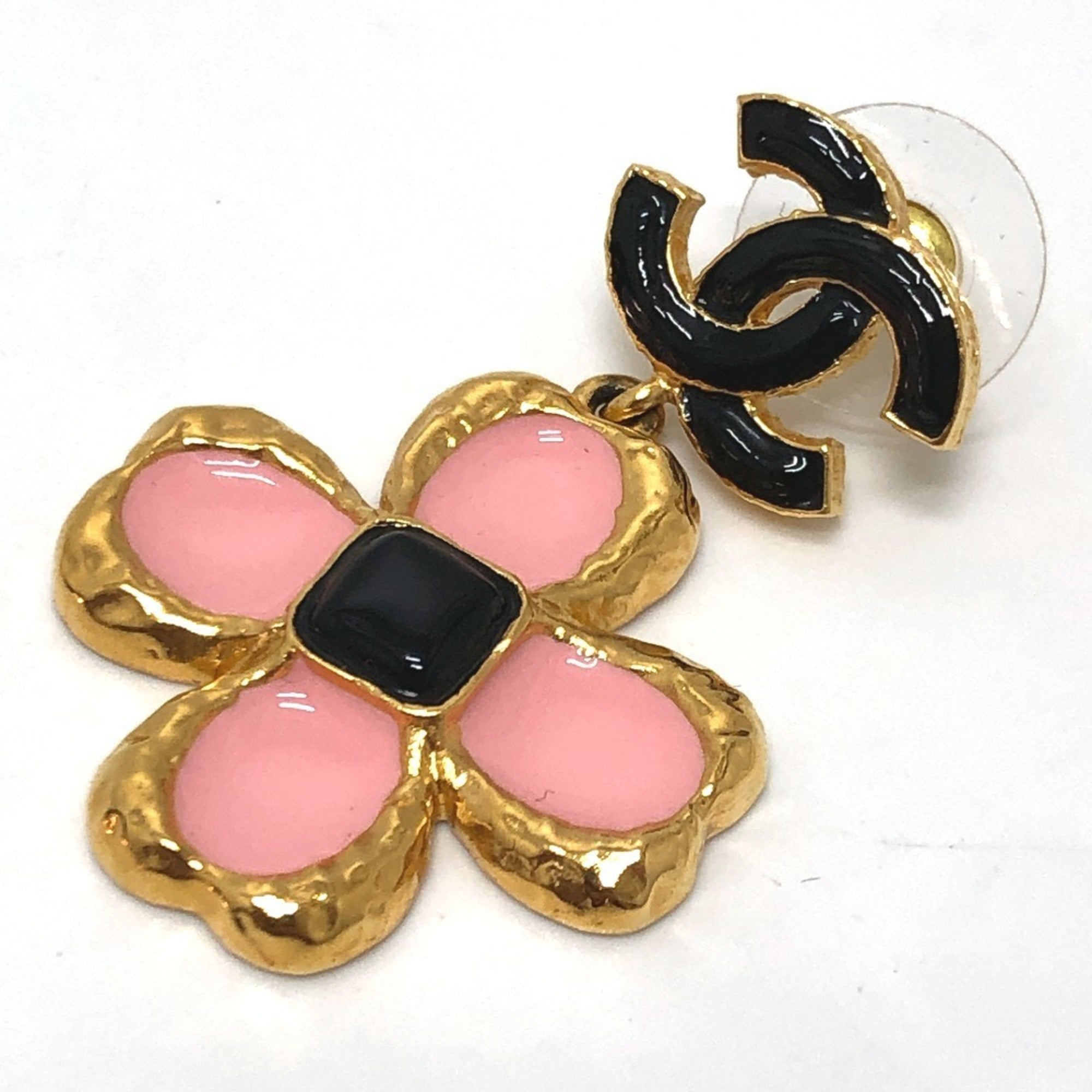 CC Logo Flower Earrings Gold-Tone Metal Gold-Tone Metal