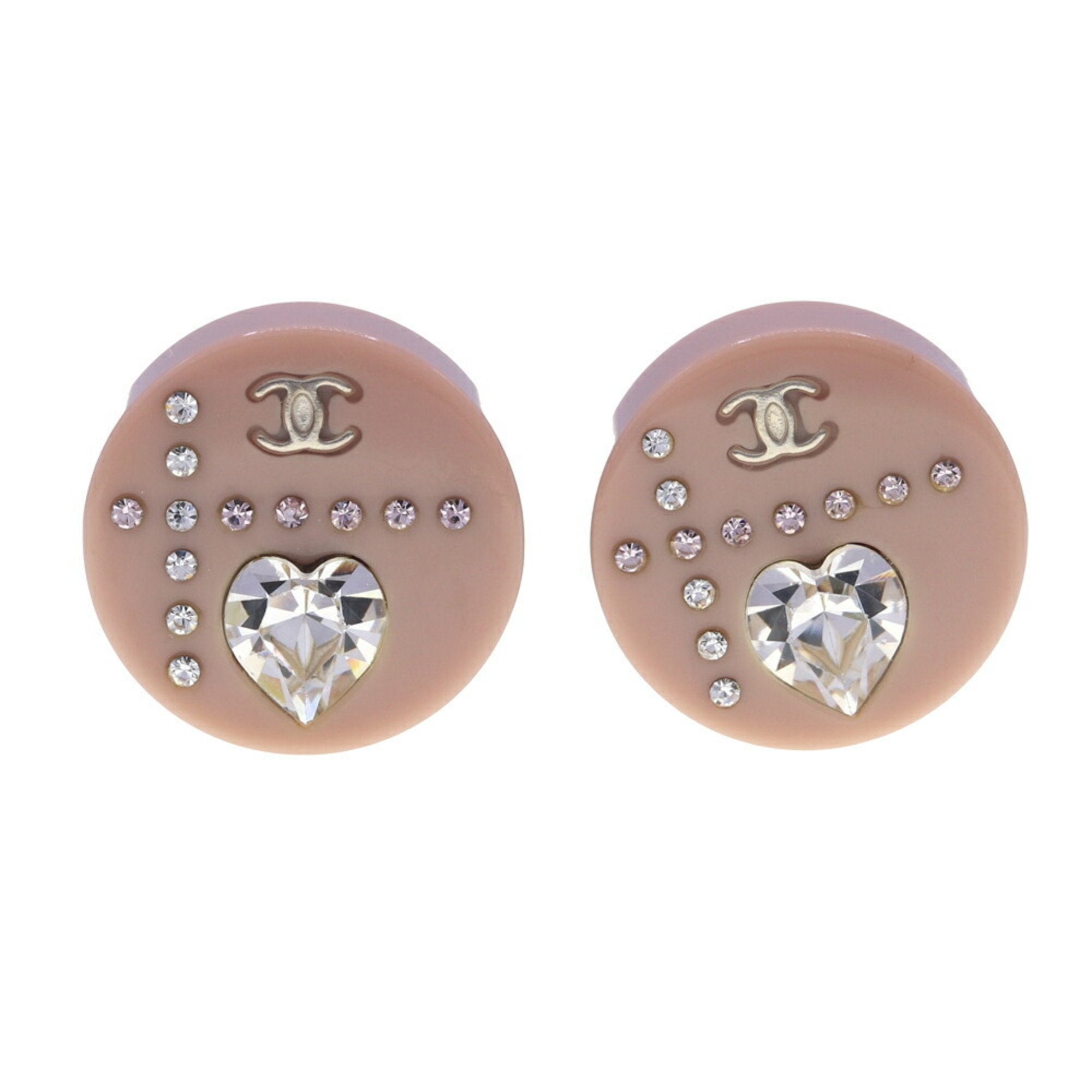 CC Logo Round Heart Earrings Metal