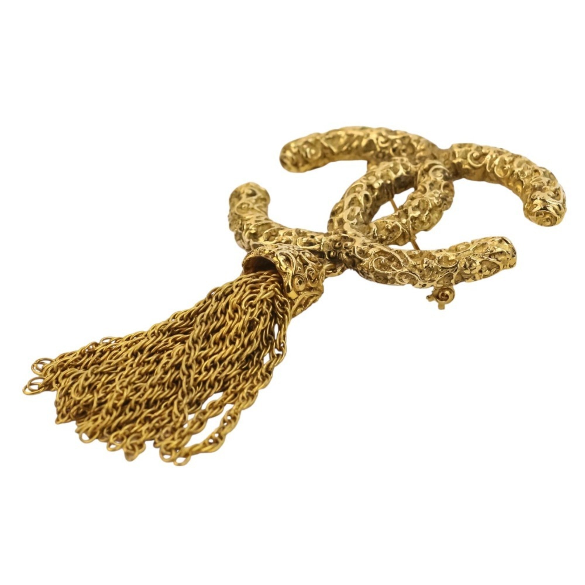 CC Logo Brooch Gold-Tone Metal