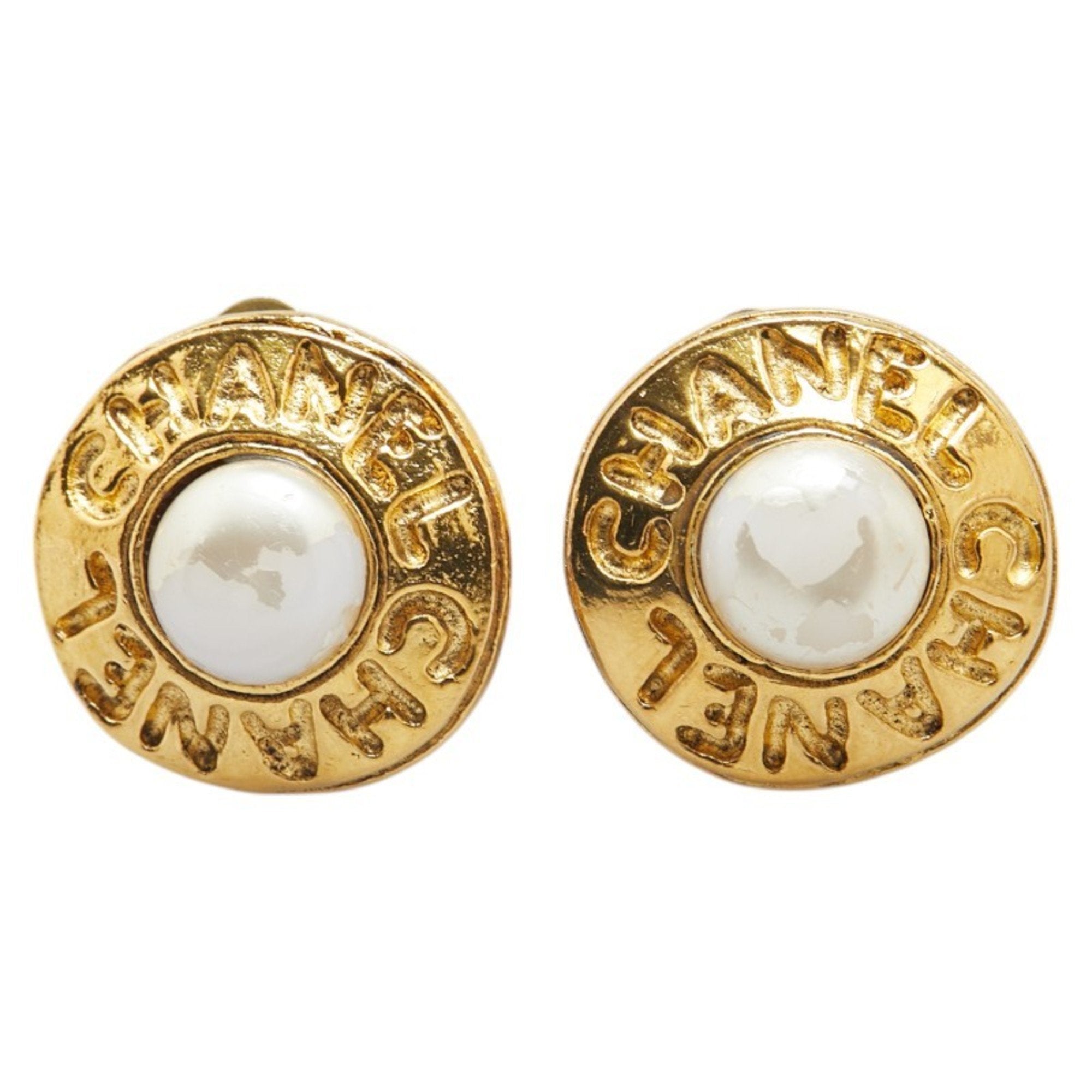 Clip-On Earrings Pearl Clip-On Gold-Tone Metal