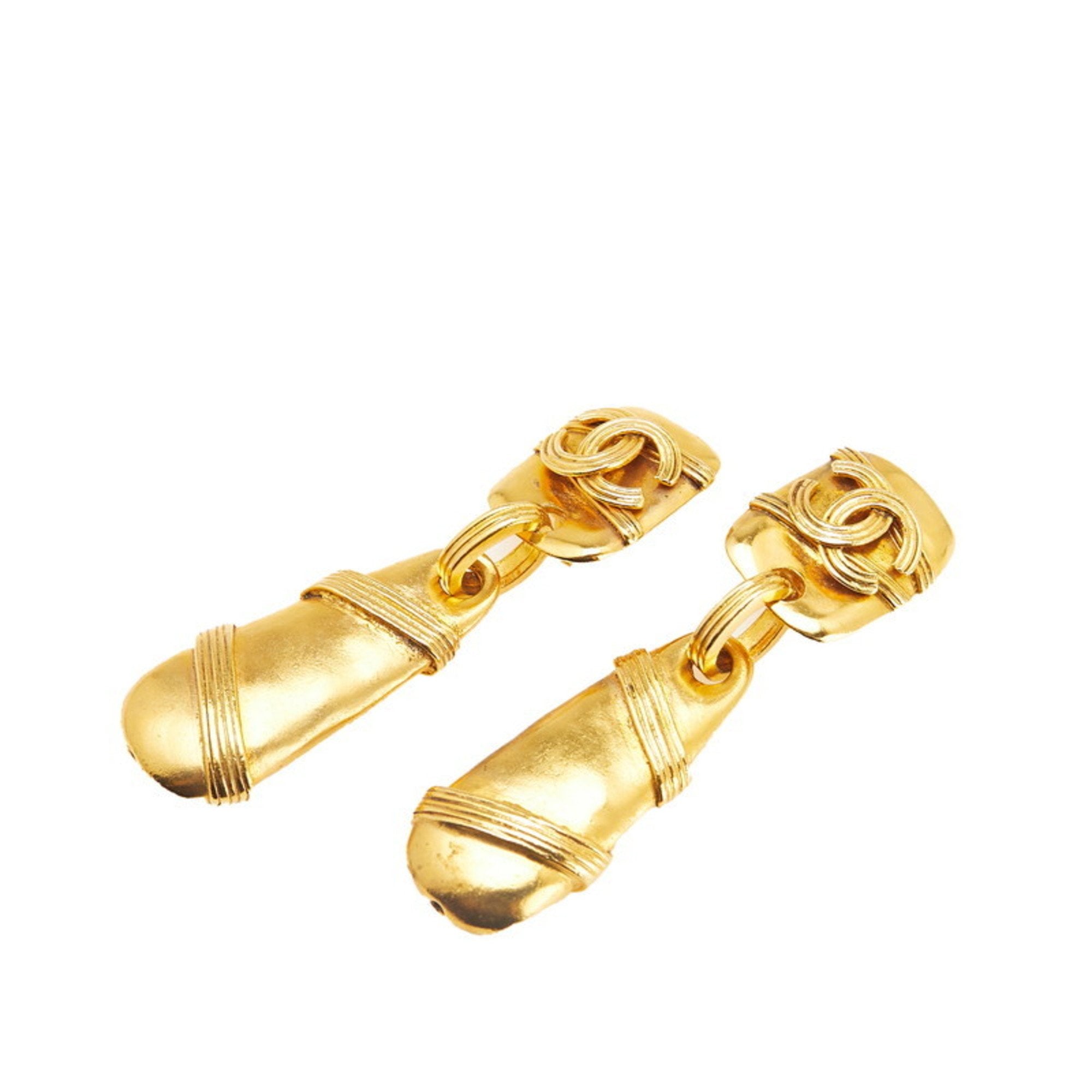 CC Logo Clip-On Earrings Metal Gold-Tone Metal
