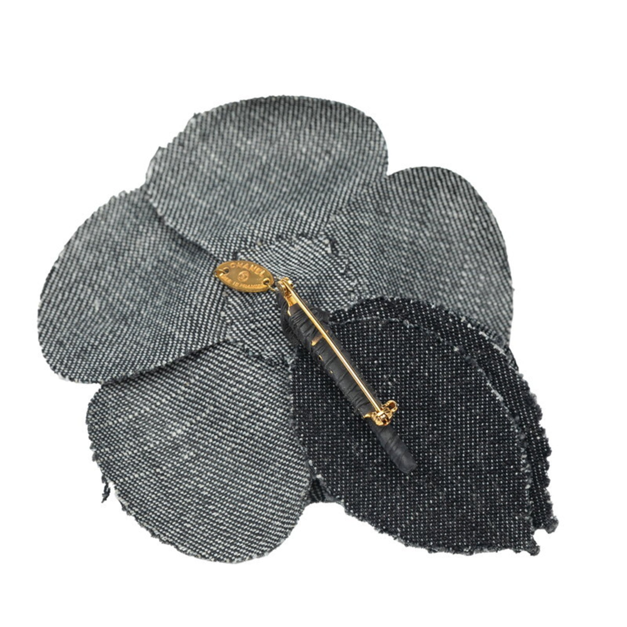 Camellia Brooch Black and Gold Metal