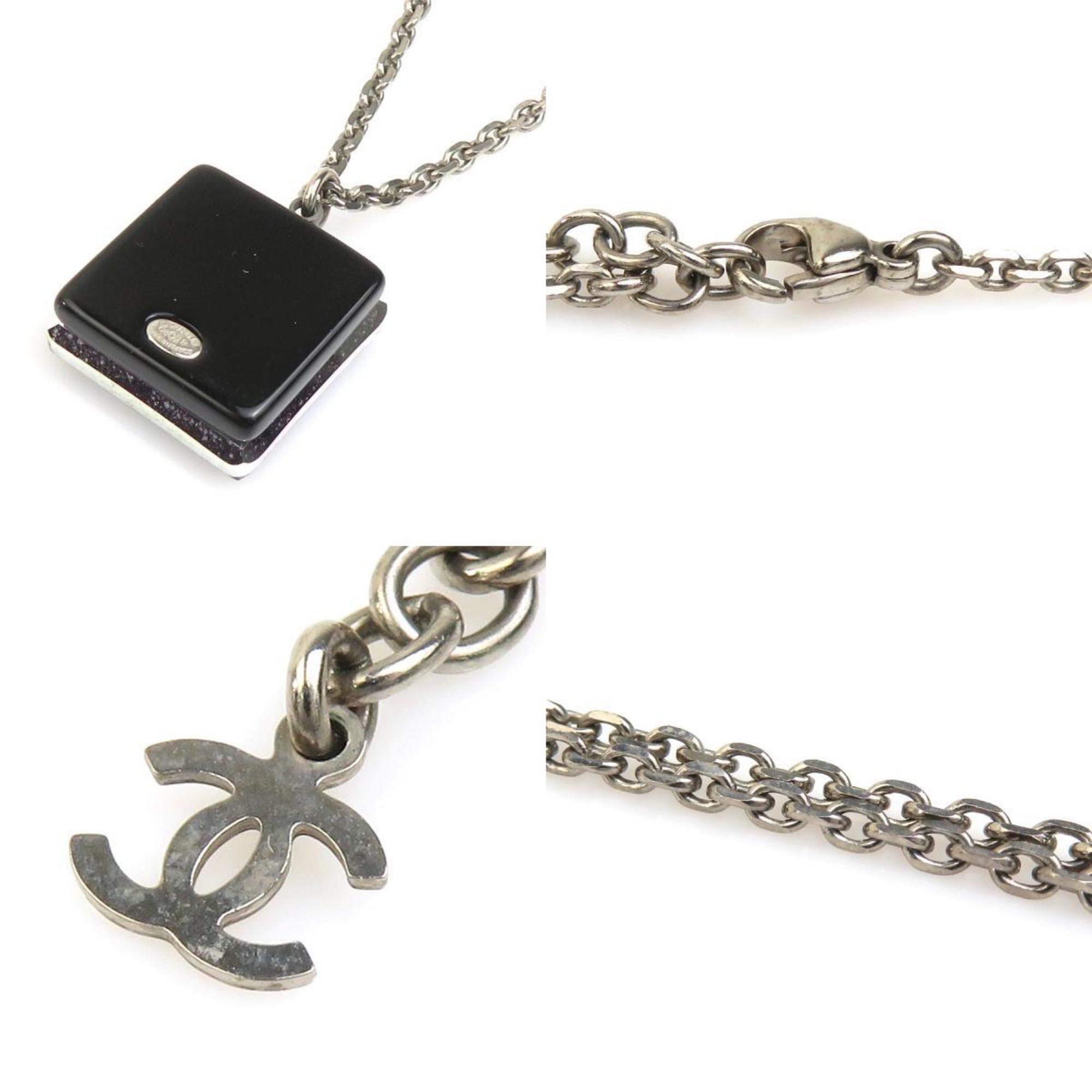 CC Logo Pendant Necklace Silver-Tone Metal