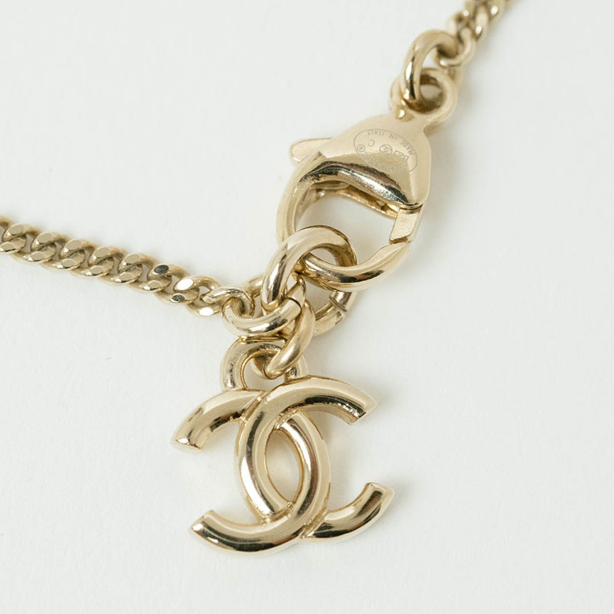 CC Logo Pendant Necklace Gold-Tone Metal