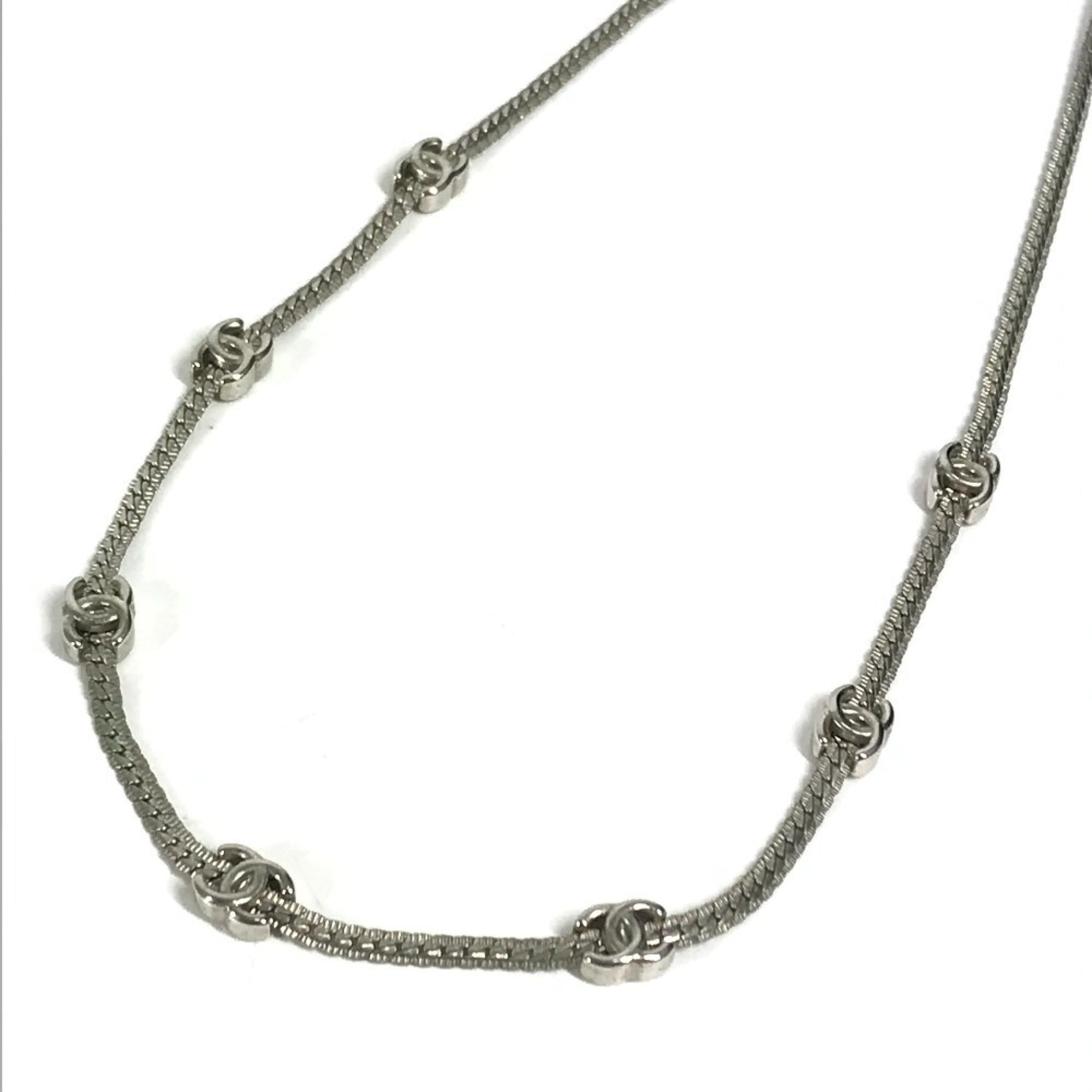 CC Logo Pendant Necklace Silver-Tone Metal