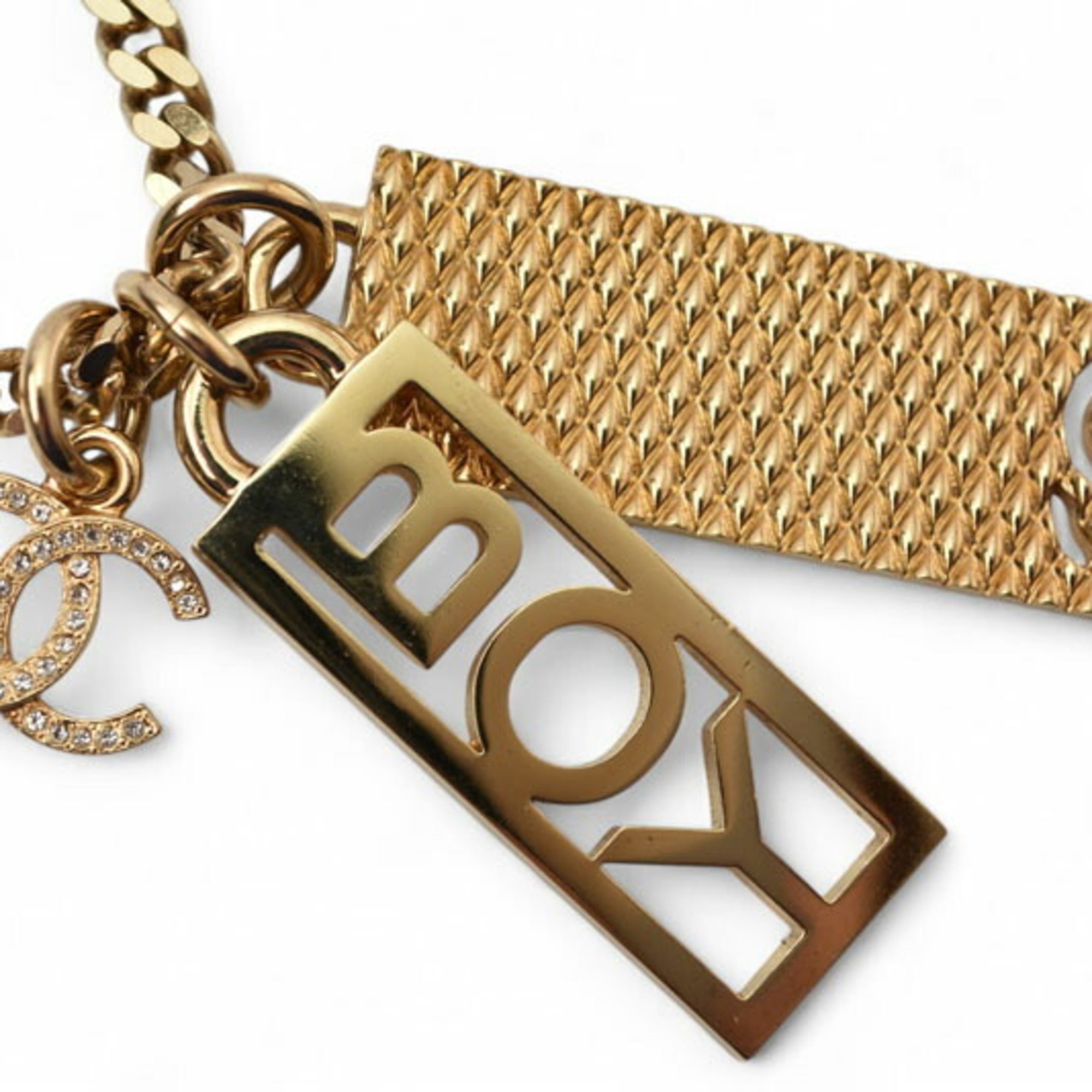 Boy Pendant Necklace Metal with Rhinestone