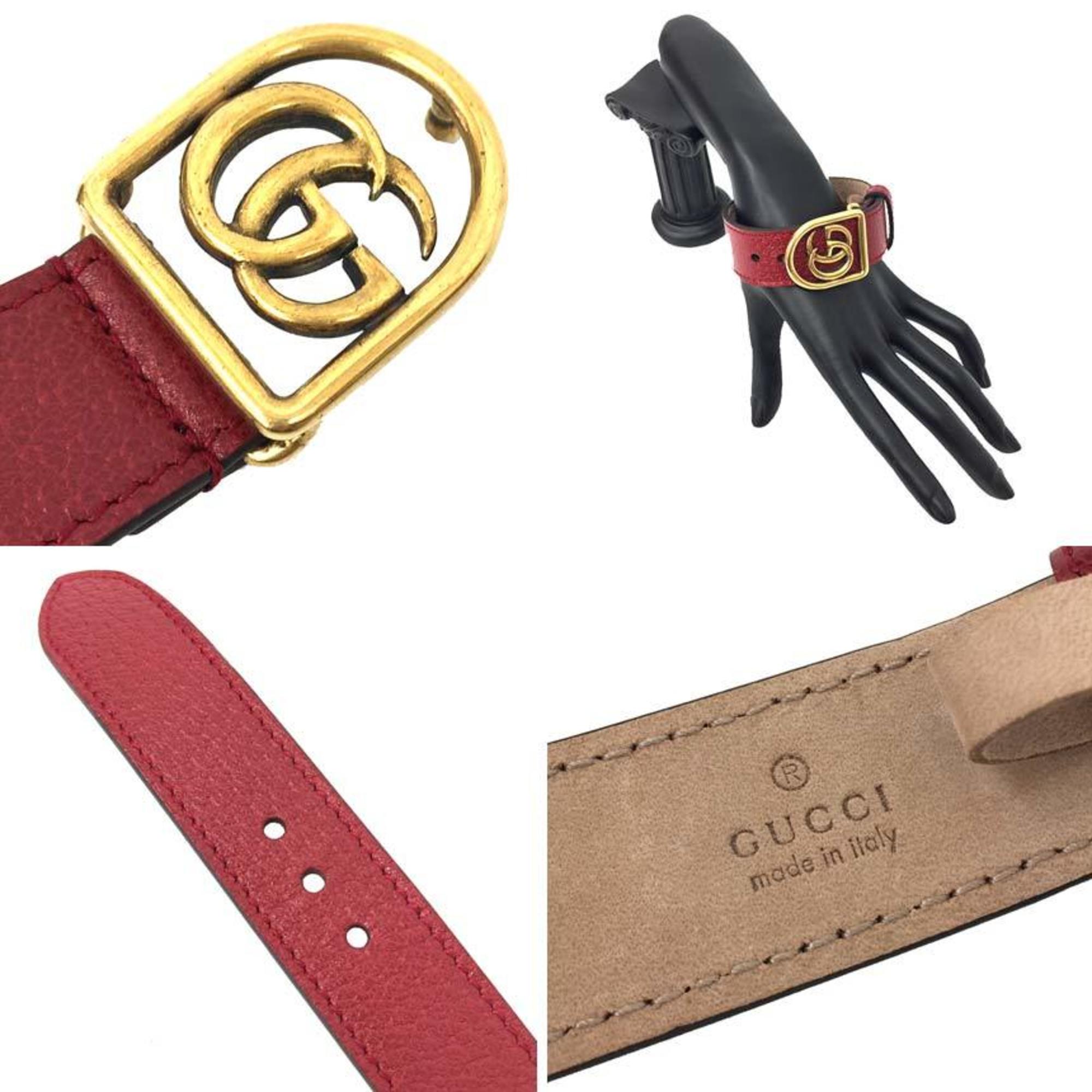 GG Marmont Bracelet Leather and Metal Red and Gold