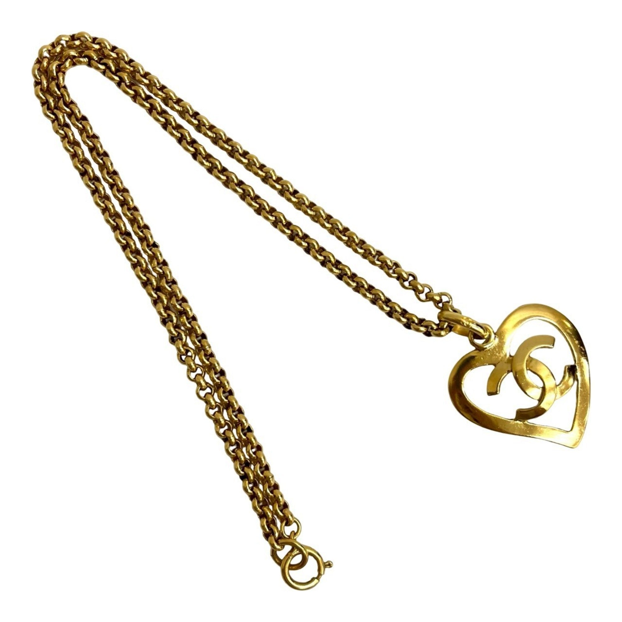 CC Logo Heart Pendant Necklace Metal