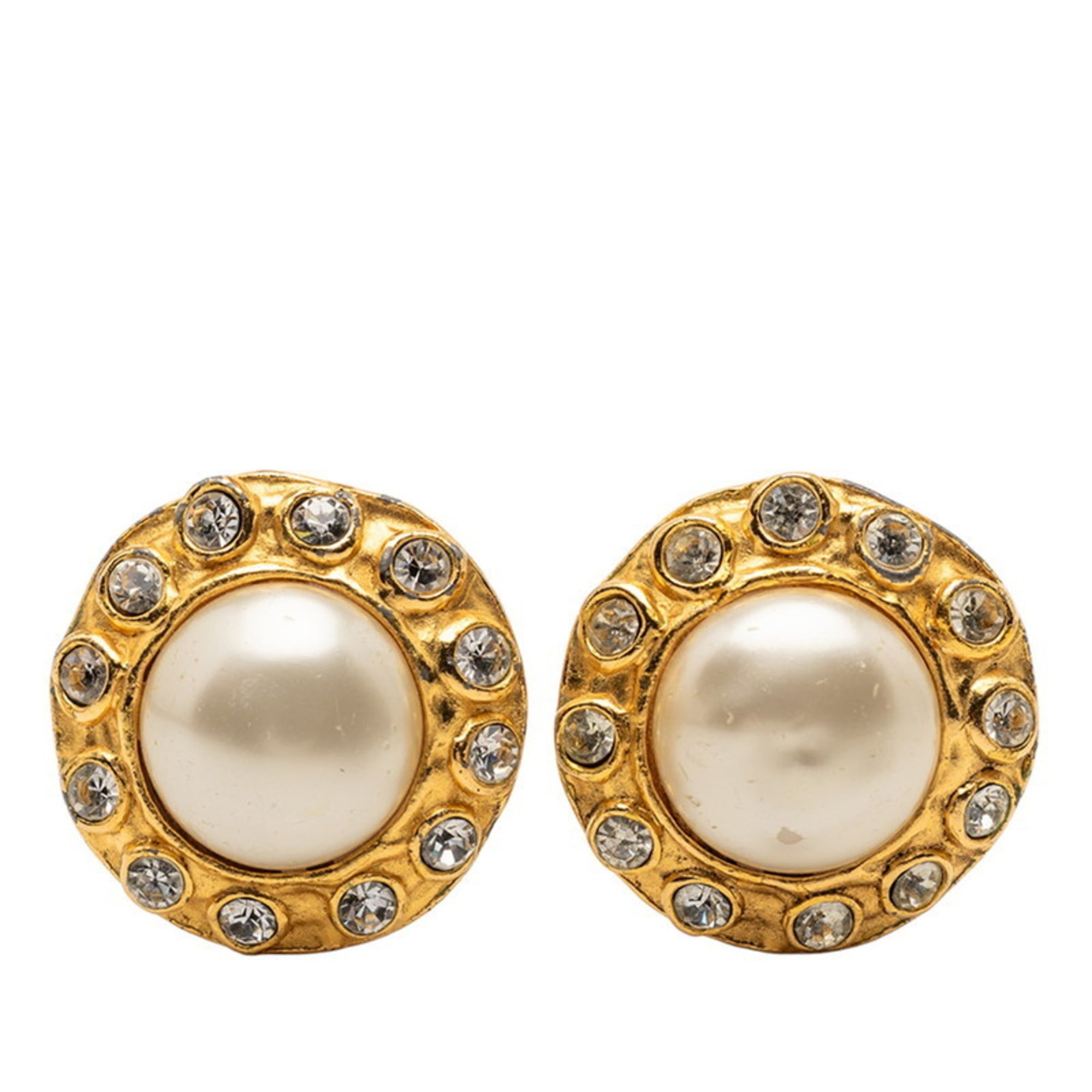 Clip-On Earrings Pearl Clip-On Gold-Tone Metal