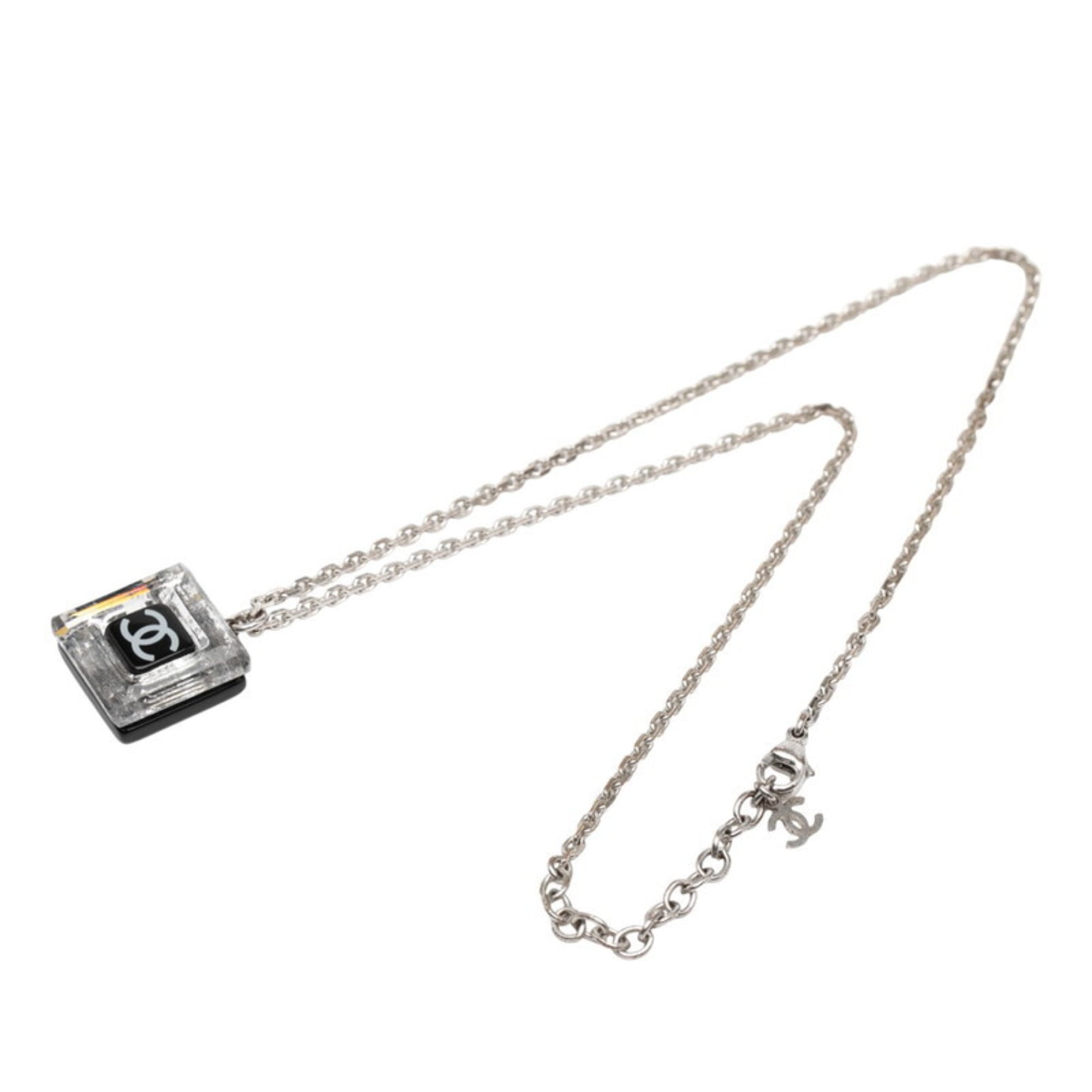 CC Logo Pendant Necklace Silver-Tone Metal