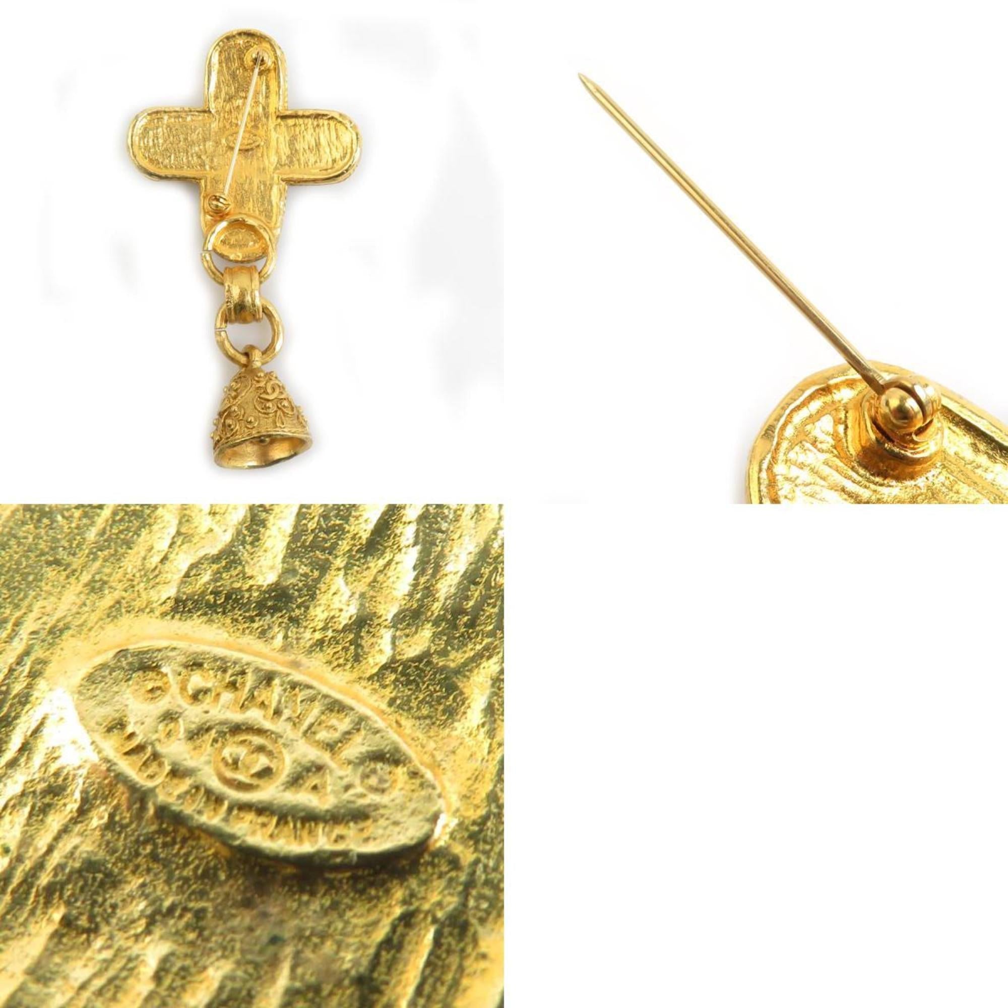 CC Logo Brooch Gold-Tone Metal