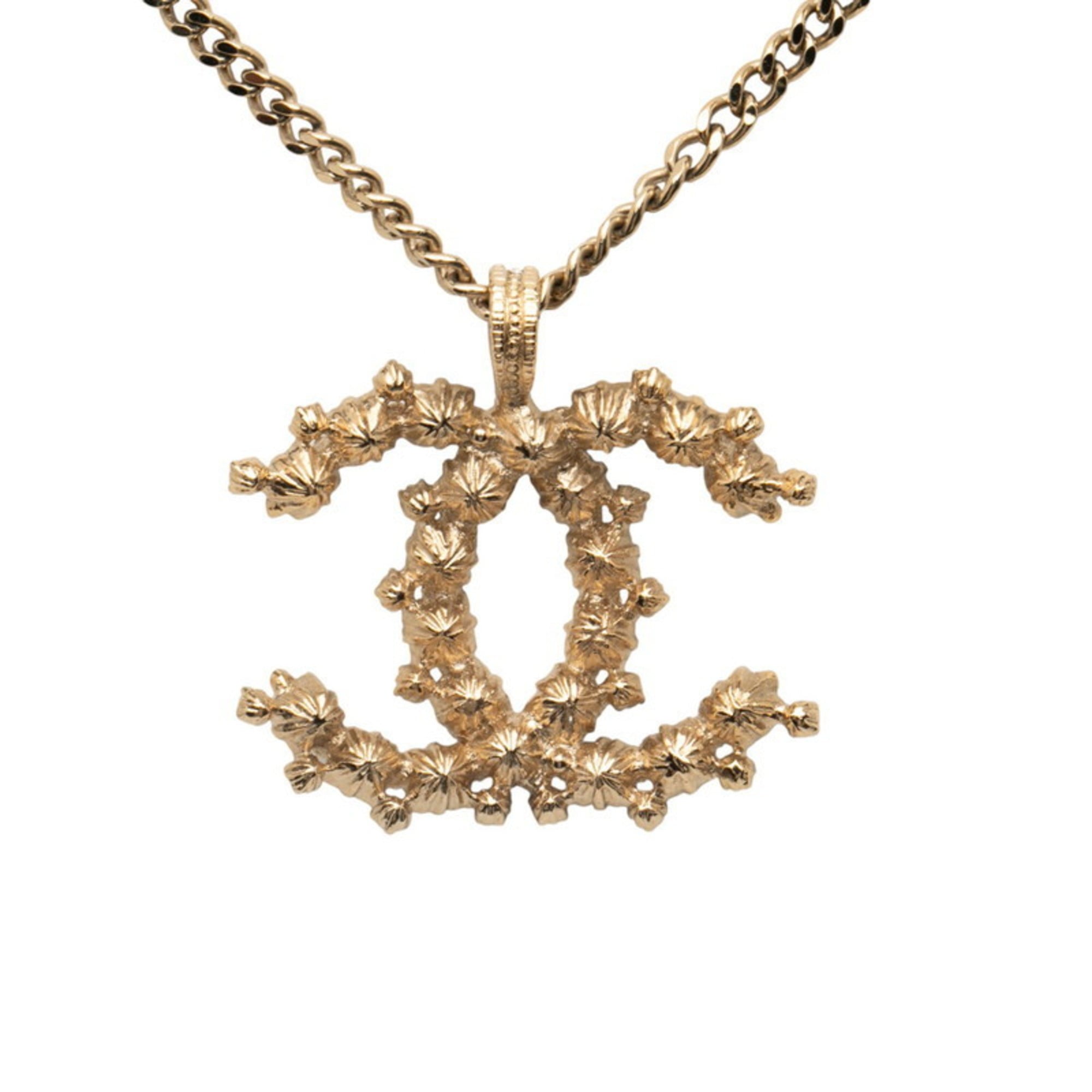 CC Logo Pendant Necklace Gold-Tone Metal