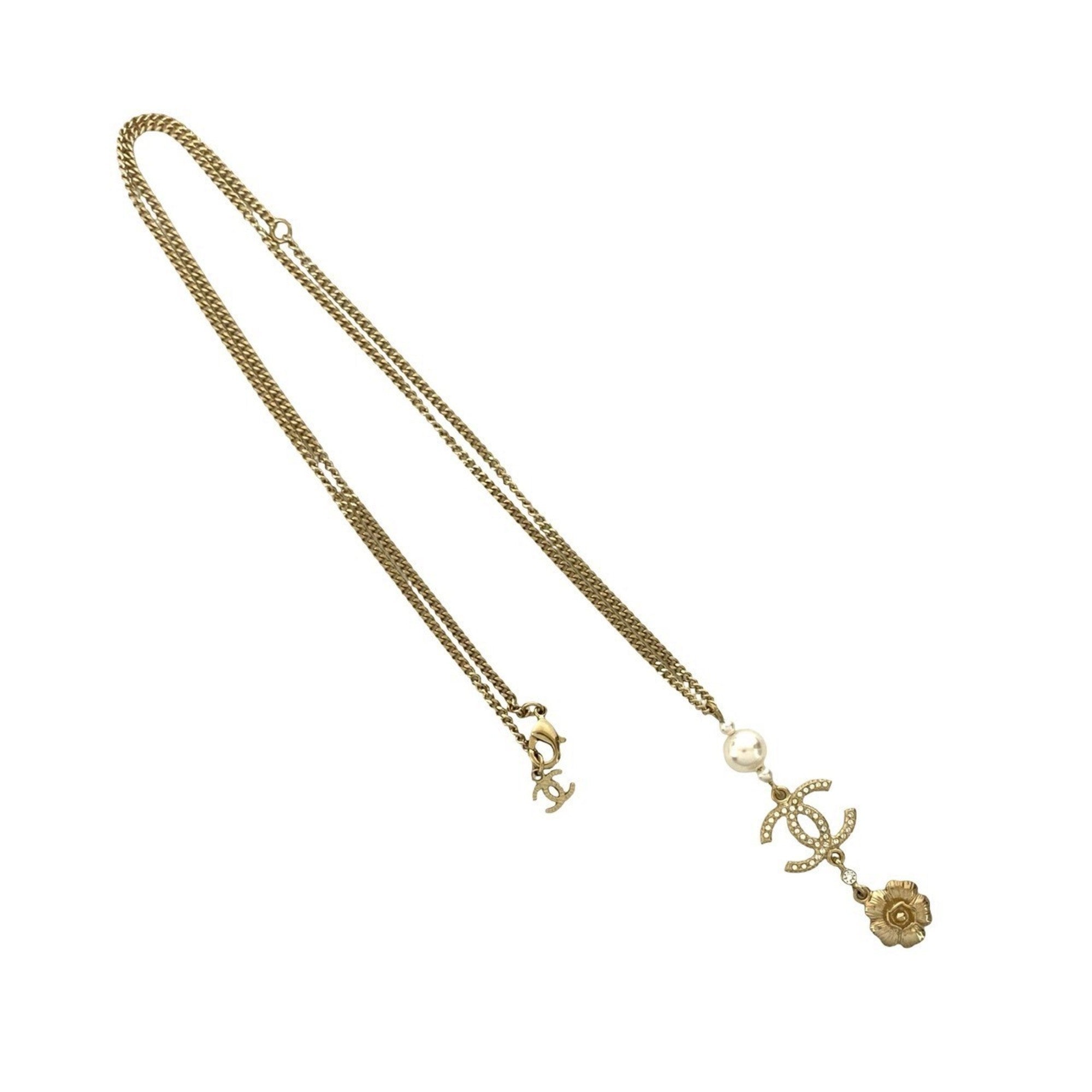 CC Logo Flower Pendant Necklace Metal