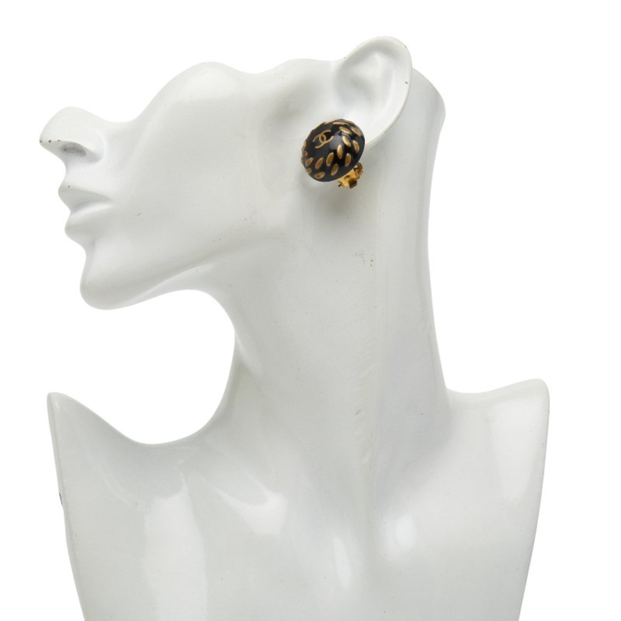 CC Logo Round Clip-On Earrings Gold-Tone Metal Gold-Tone Metal