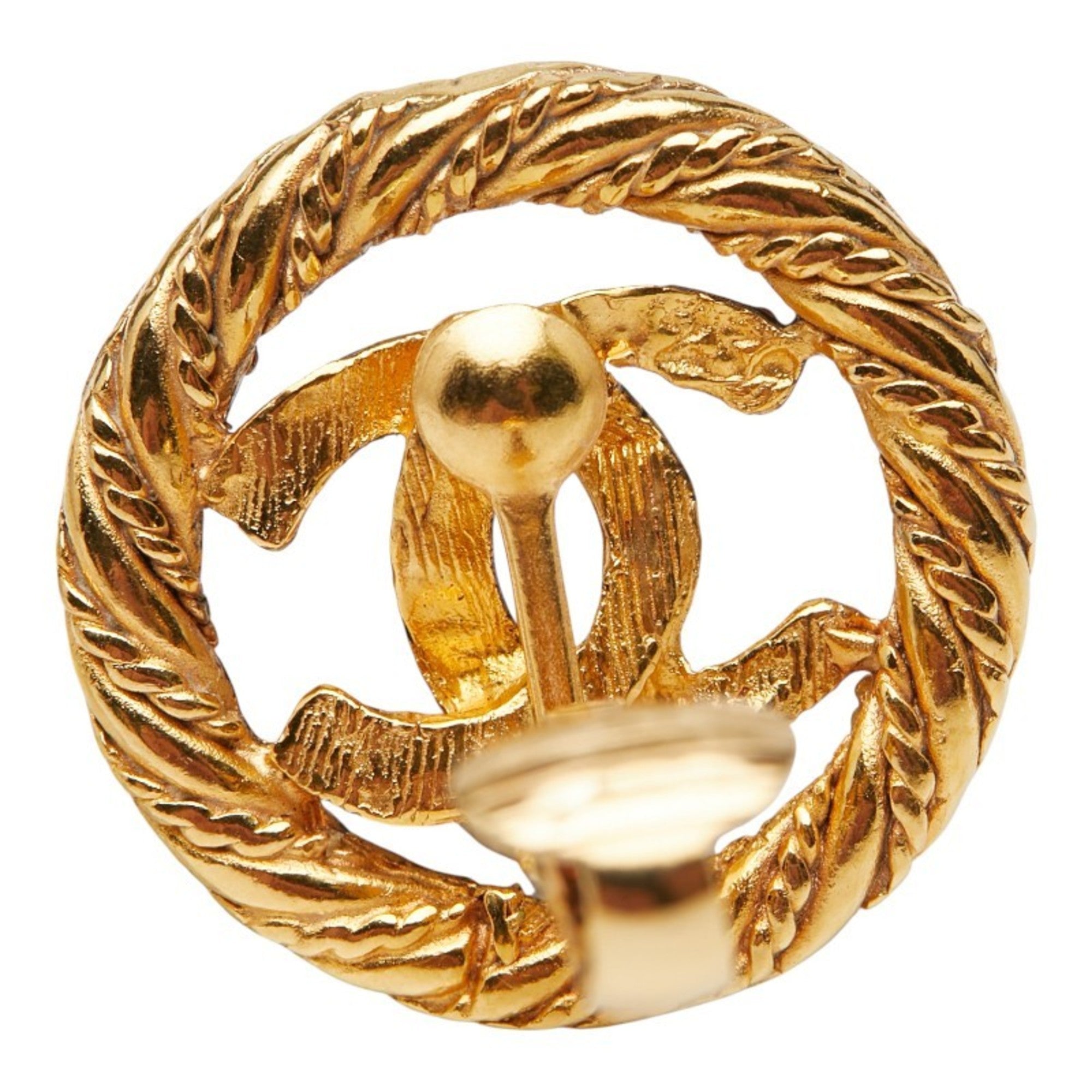 CC Logo Round Clip-On Earrings Metal Gold-Tone Metal