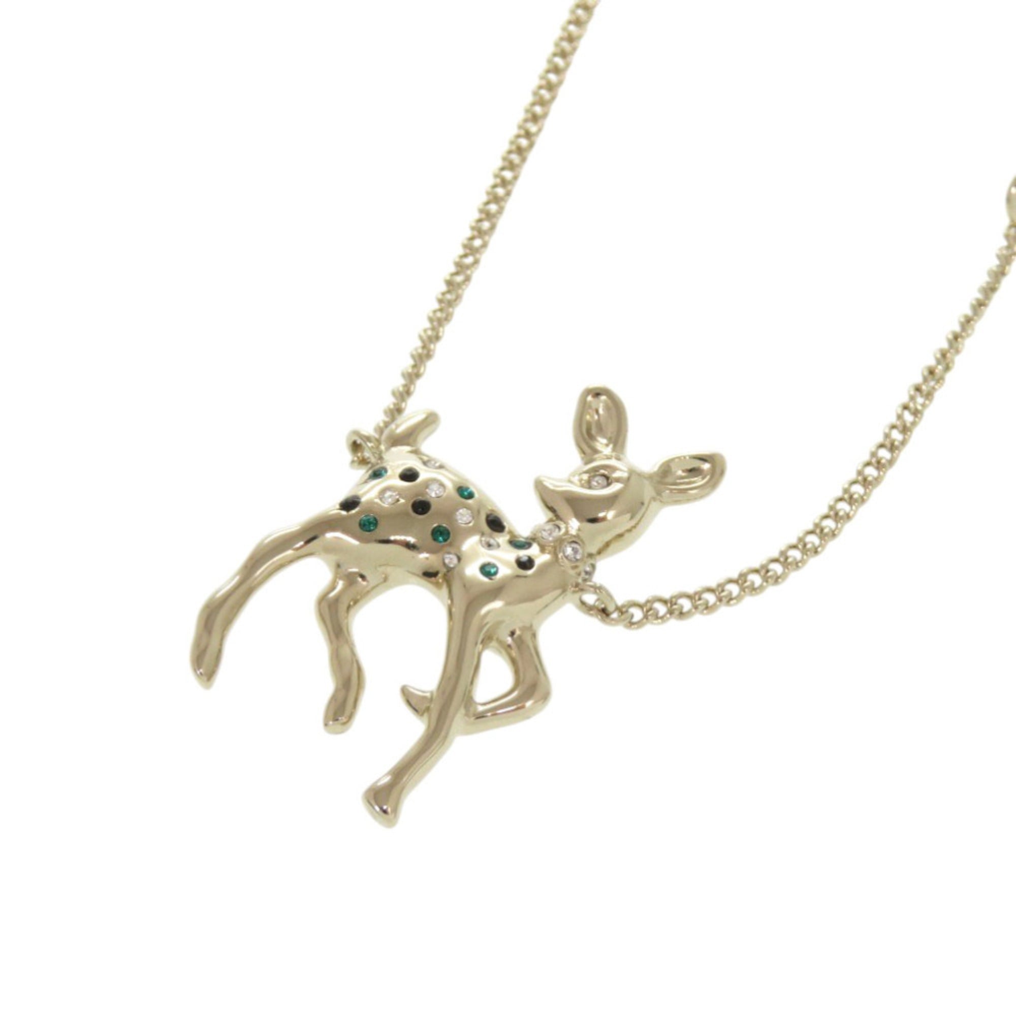 Pendant Necklace Metal and Rhinestone