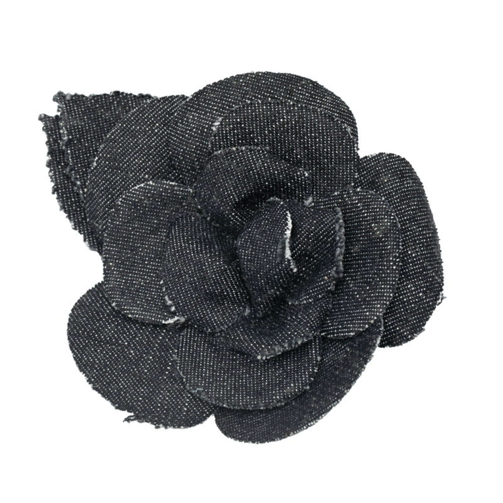 Camellia Brooch Black and Gold Metal