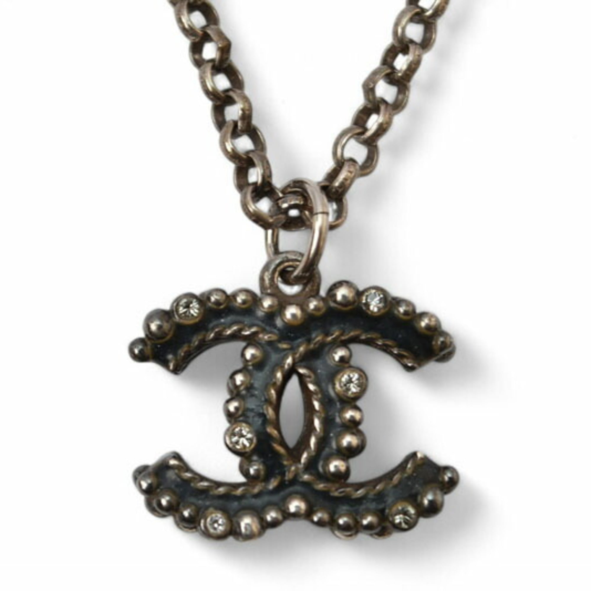 Pendant Necklace Gold and Rhinestone