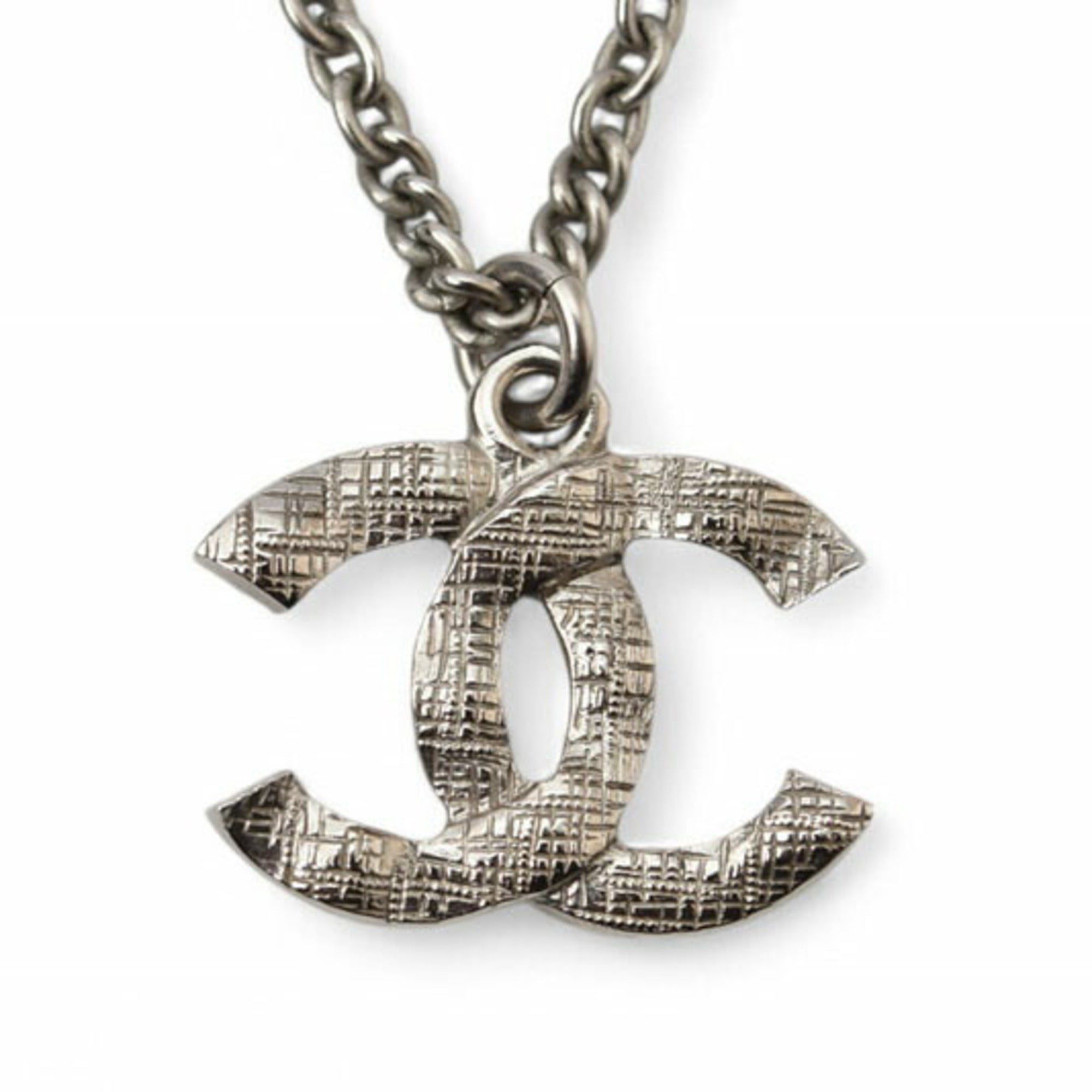 CC Logo Pendant Necklace Silver-Tone Metal