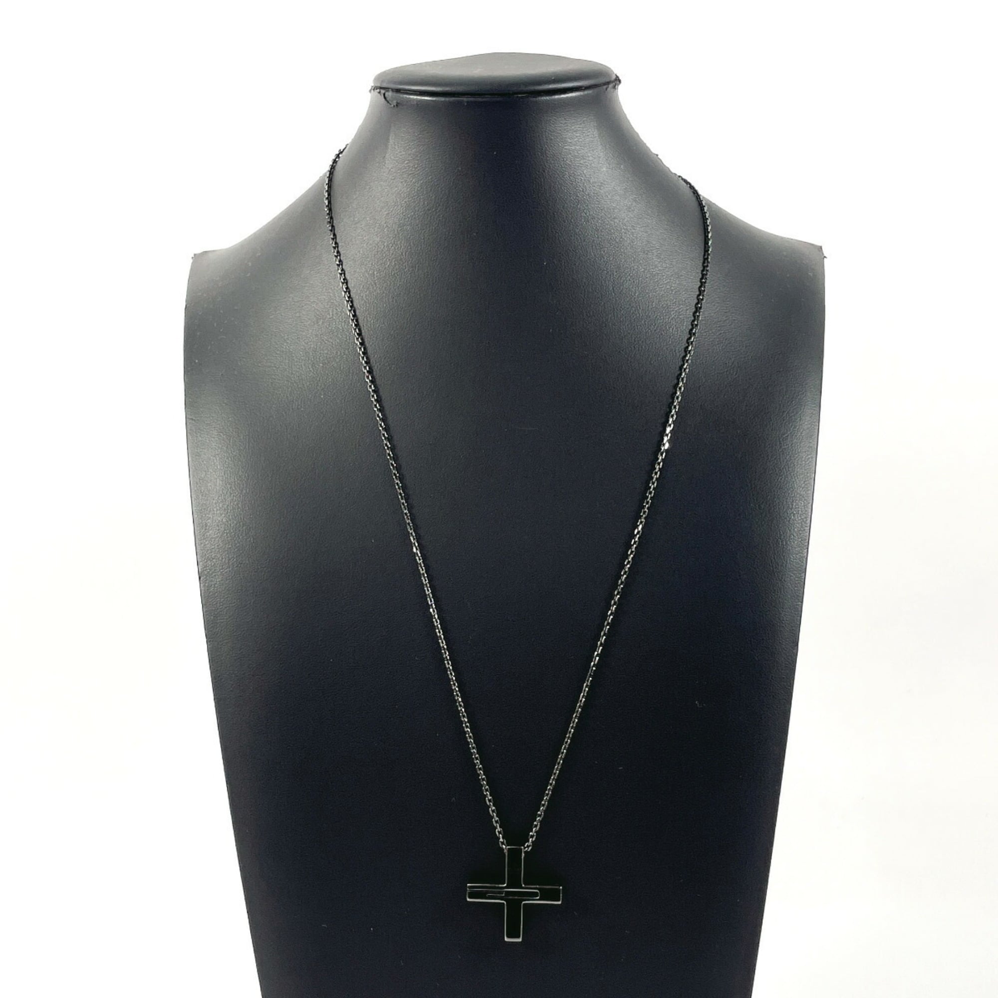 Cross Cutout Pendant Necklace Black Rhodium Plated Sterling Silver