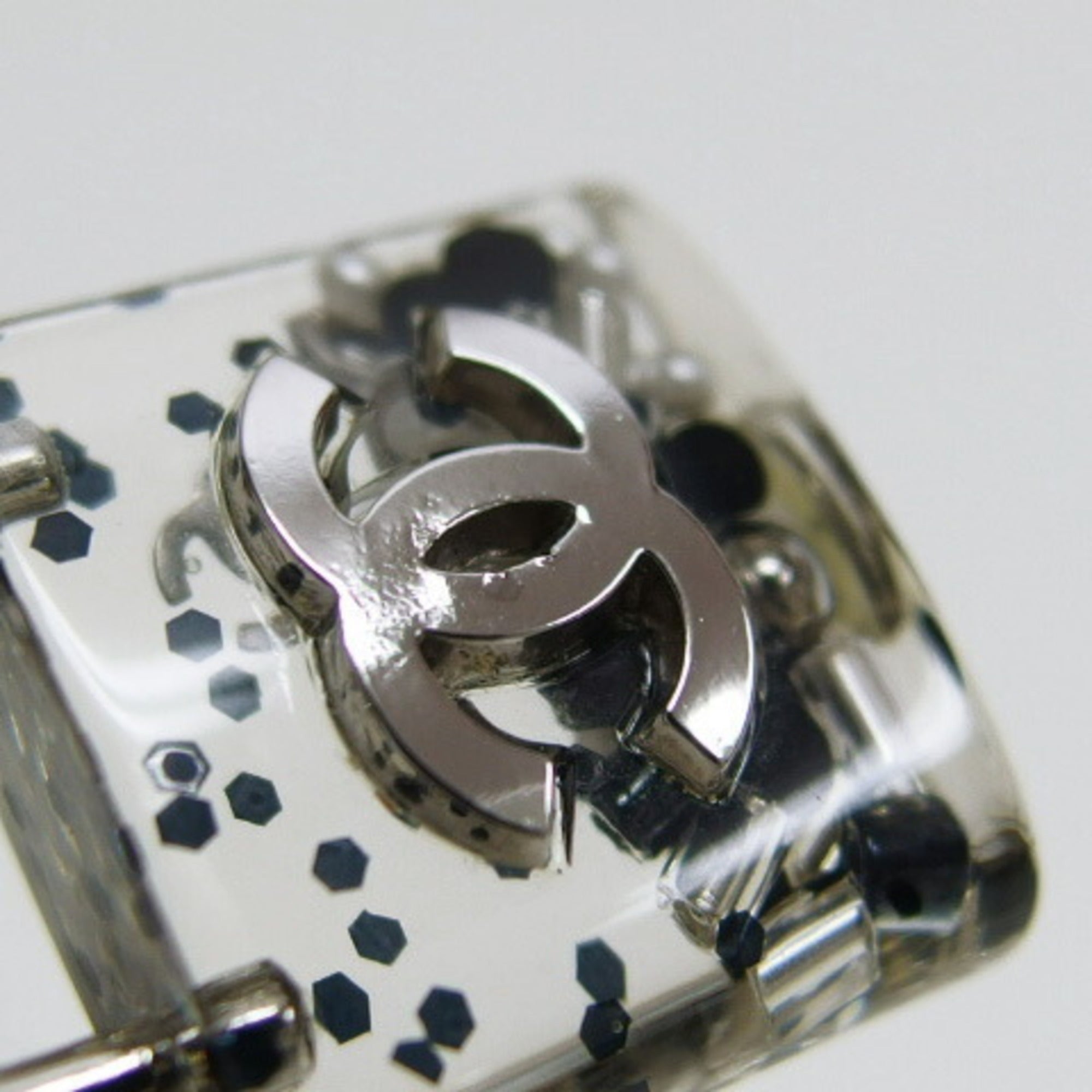 CC Logo Stud Earrings Silver-Tone Metal